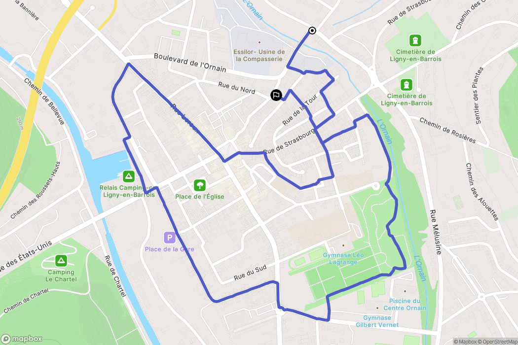 Ligny-en-Barrois : carte du parcours de randonnée - France