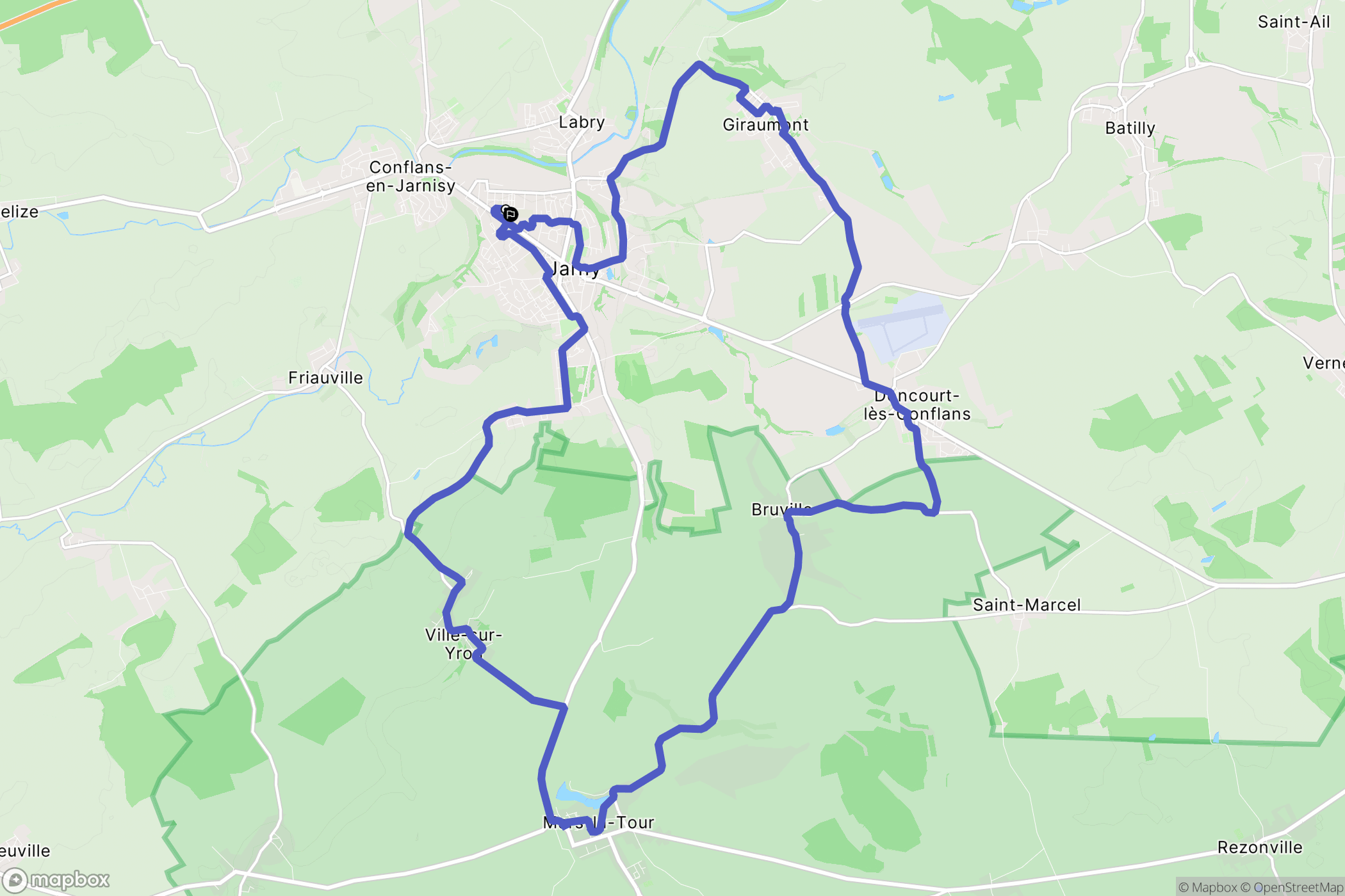 Jarny : carte du parcours de randonnée - France