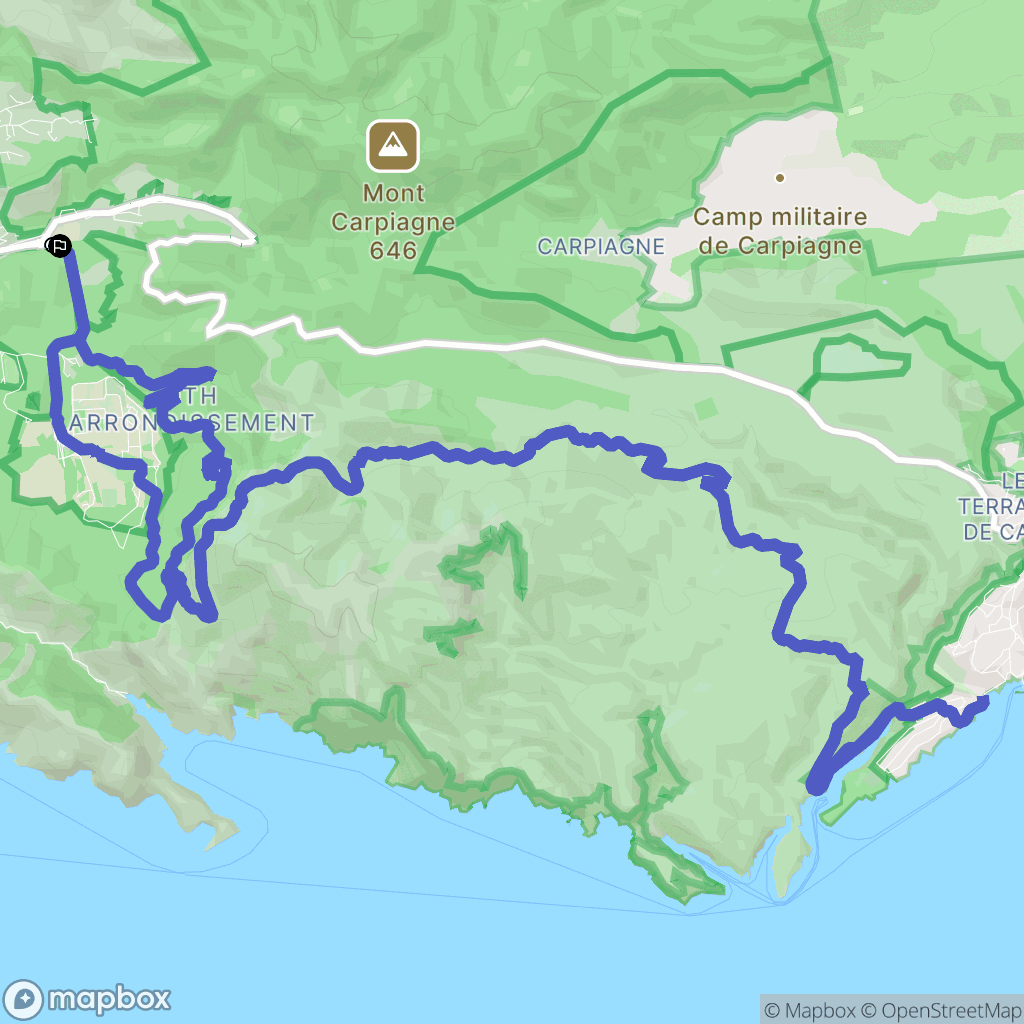 Marseille : carte du parcours de randonnée - France