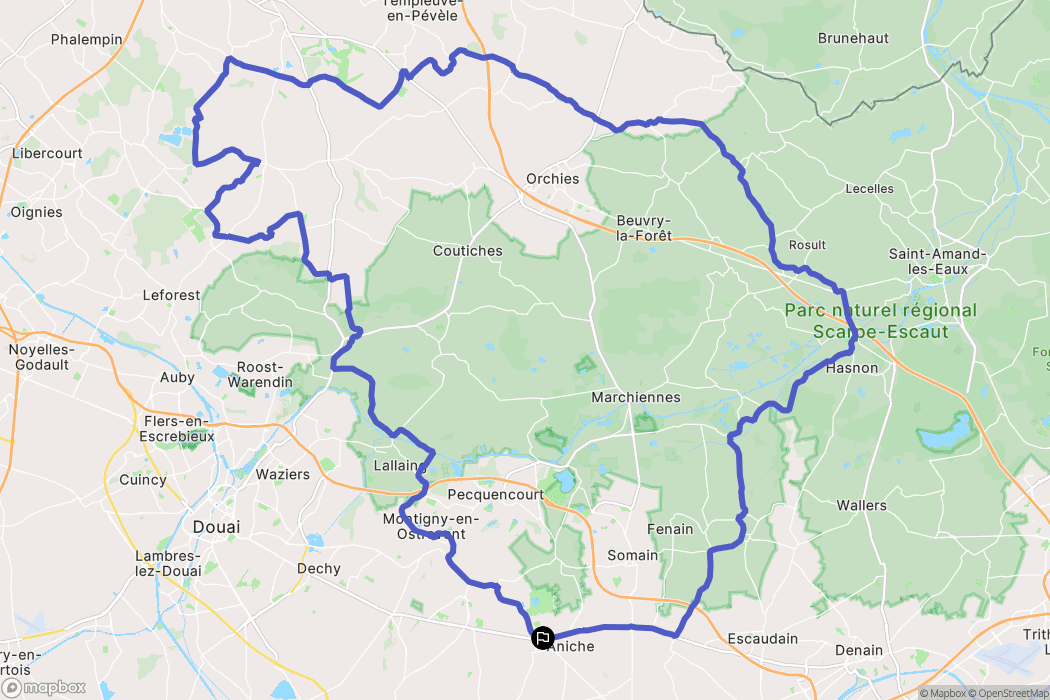 Auberchicourt : carte du parcours de randonnée - France
