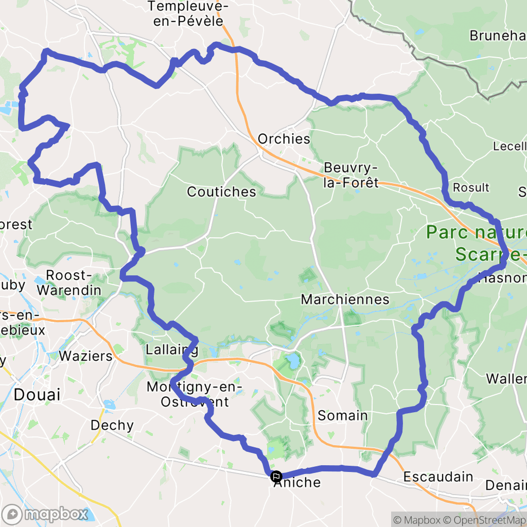 Auberchicourt : carte du parcours de randonnée - France