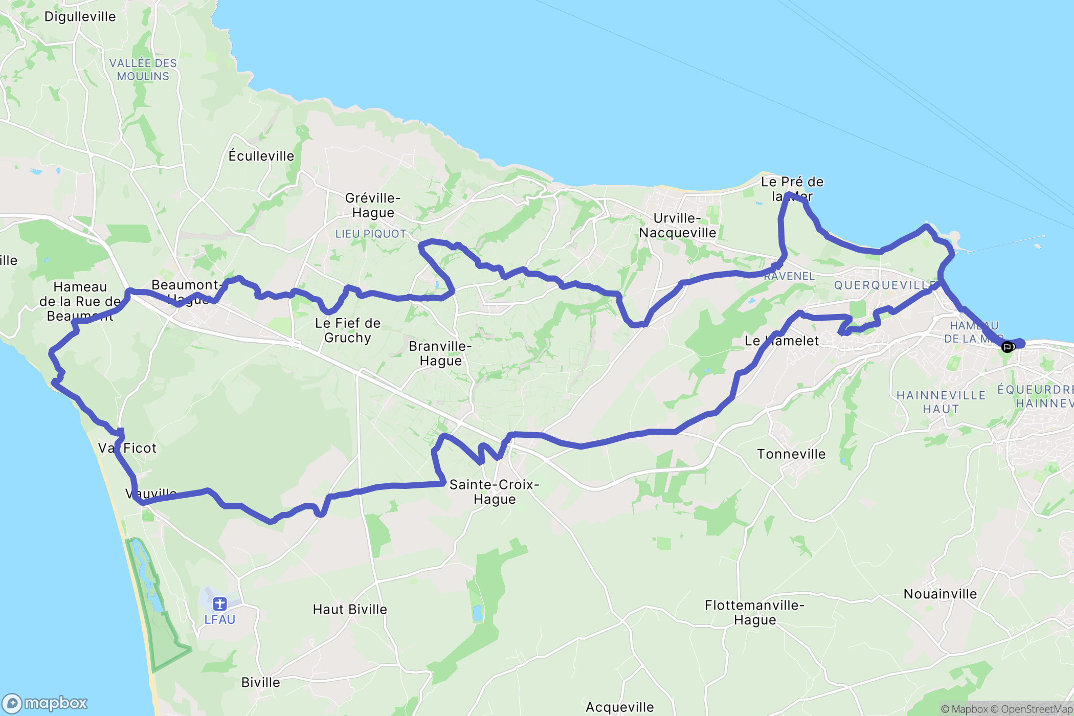 Cherbourg-en-Cotentin : carte du parcours de randonnée - France