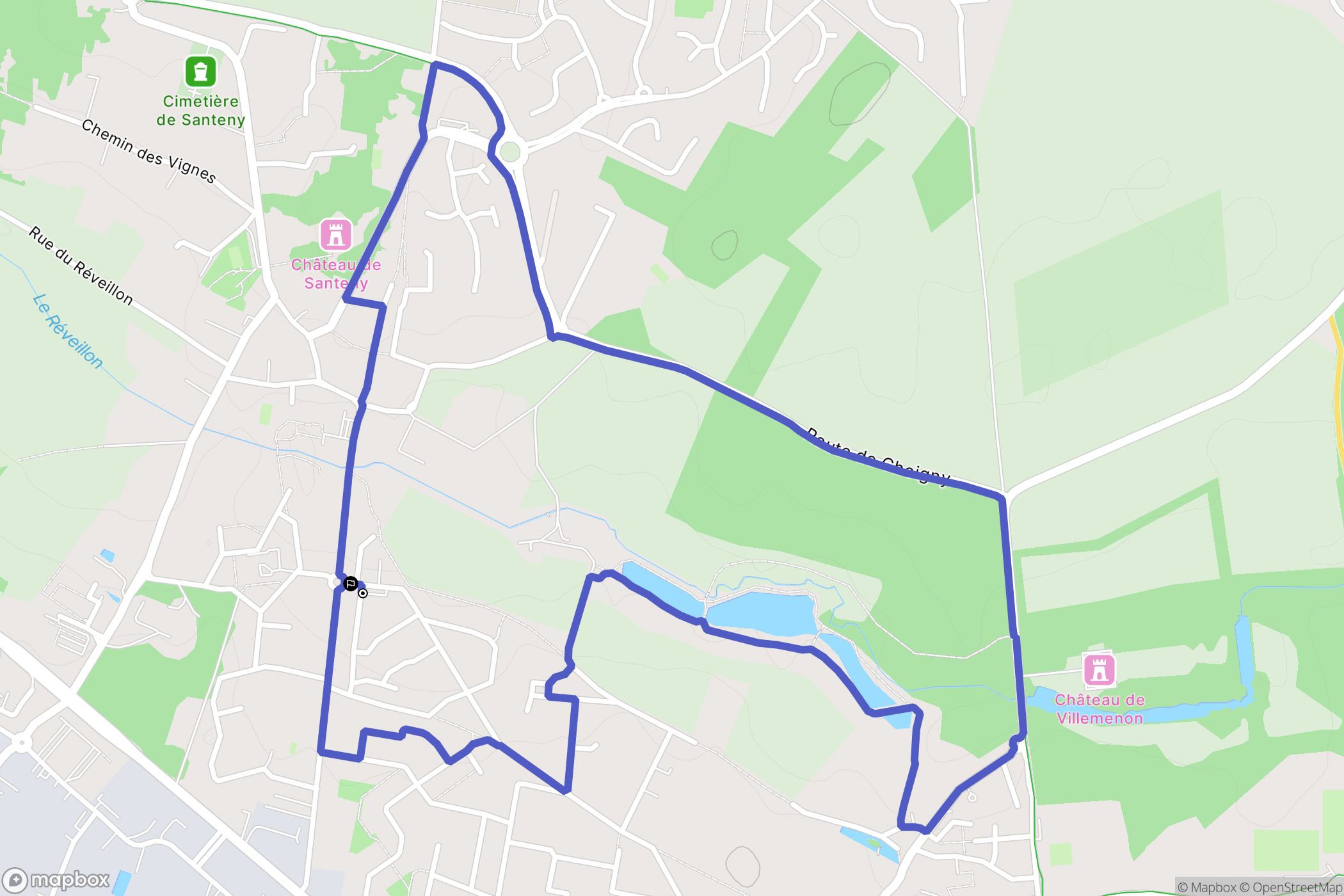 Santeny : carte du parcours de randonnée - France