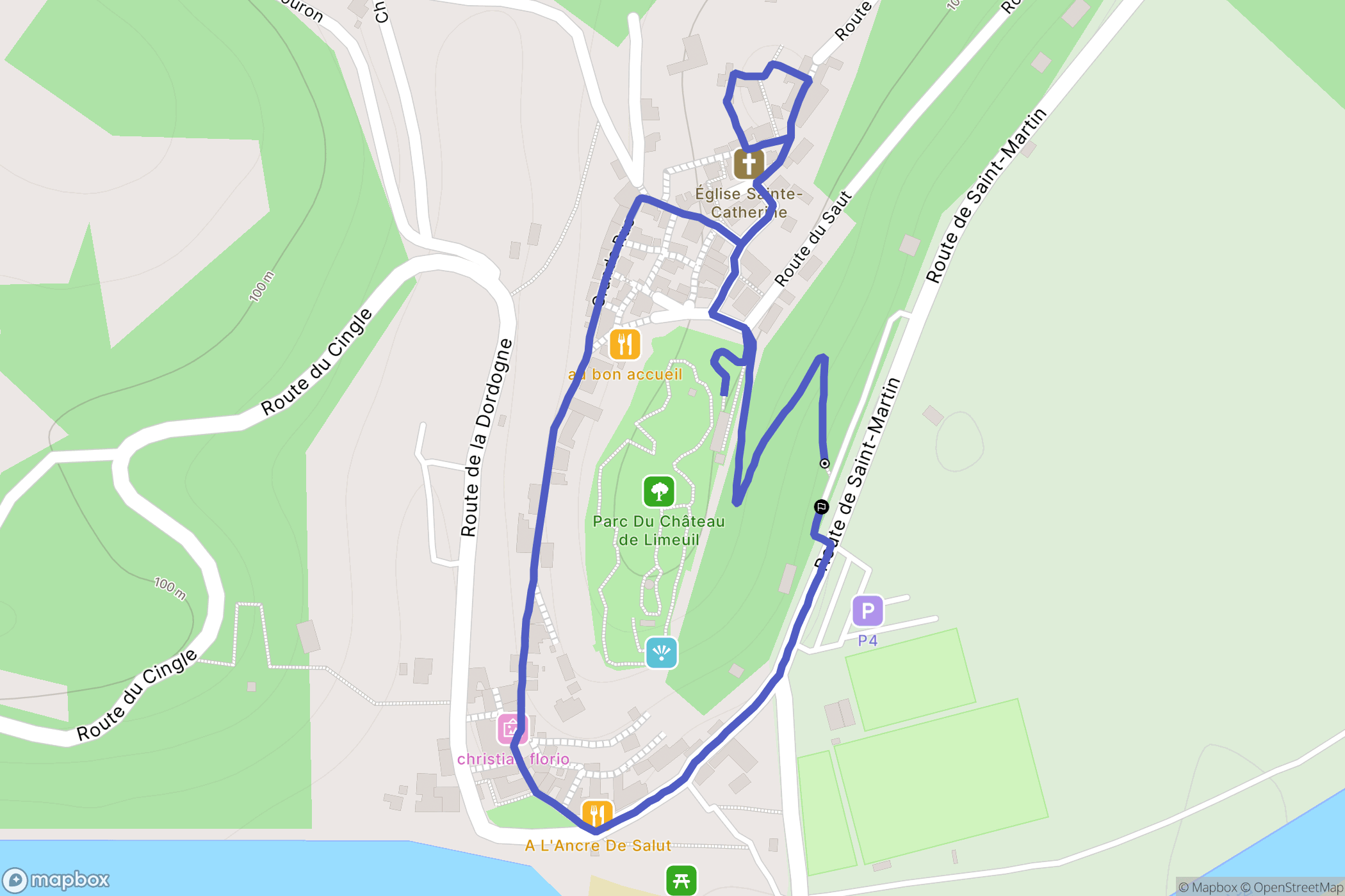 Limeuil : carte du parcours de randonnée - France