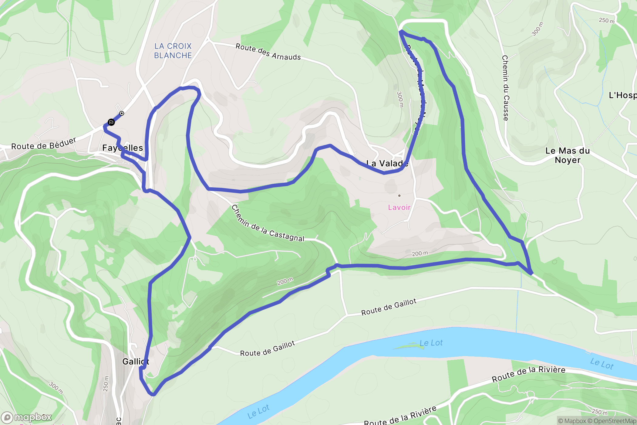 Faycelles : carte du parcours de randonnée - France