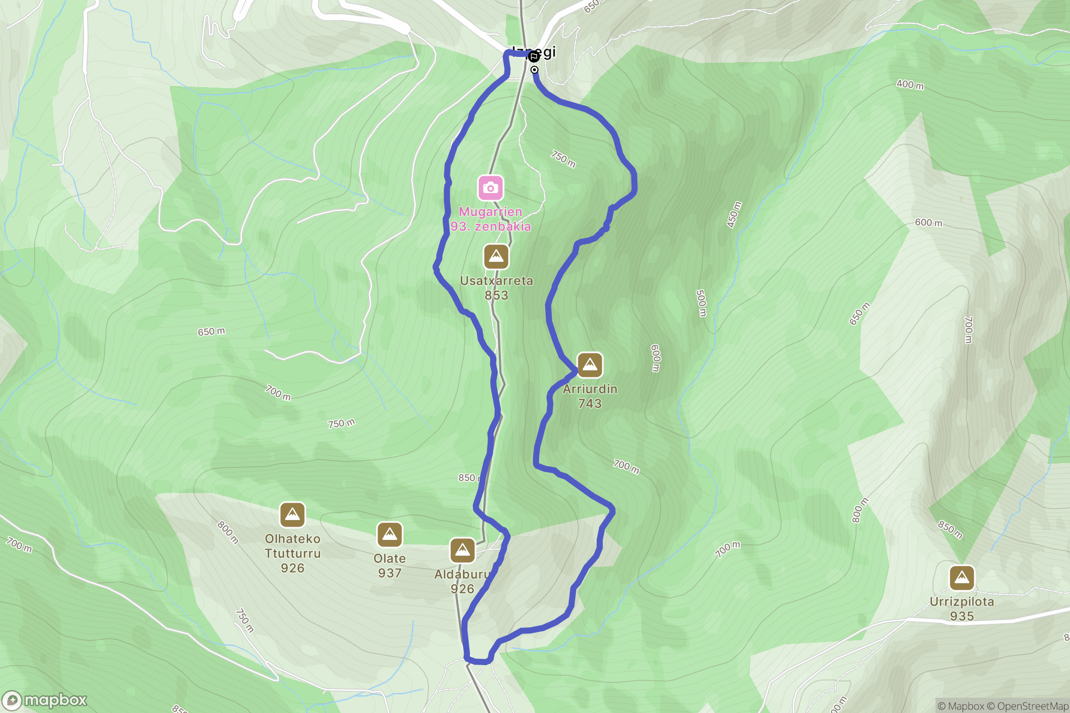 Saint-Étienne-de-Baïgorry : carte du parcours de randonnée - France