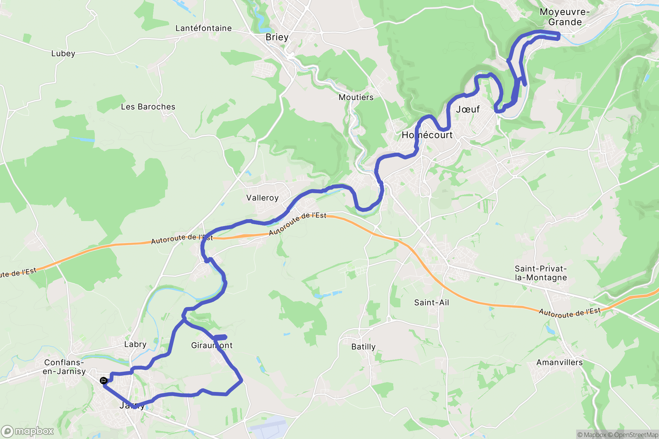 Jarny : carte du parcours de randonnée - France