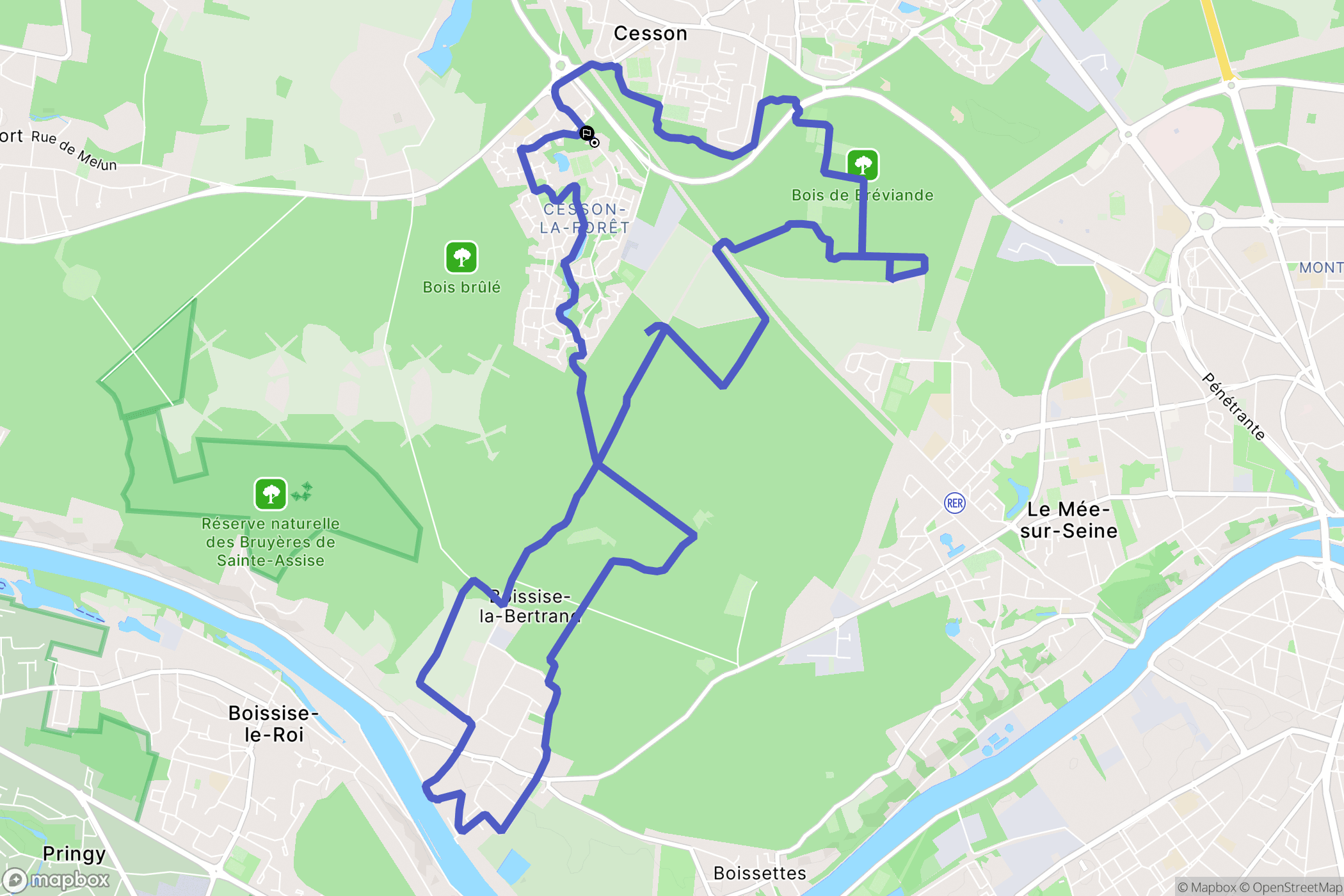 Cesson : carte du parcours de randonnée - France