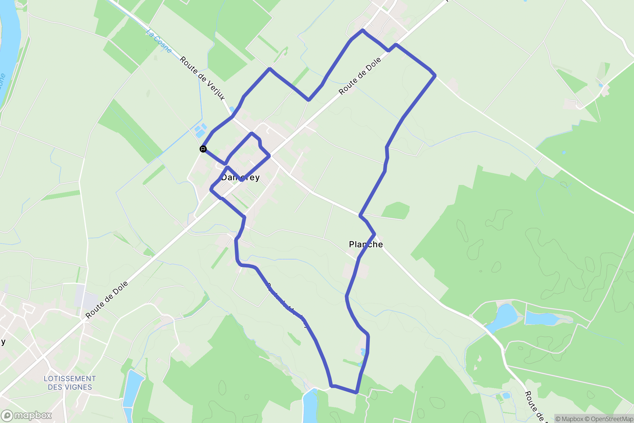 Damerey : carte du parcours de randonnée - France
