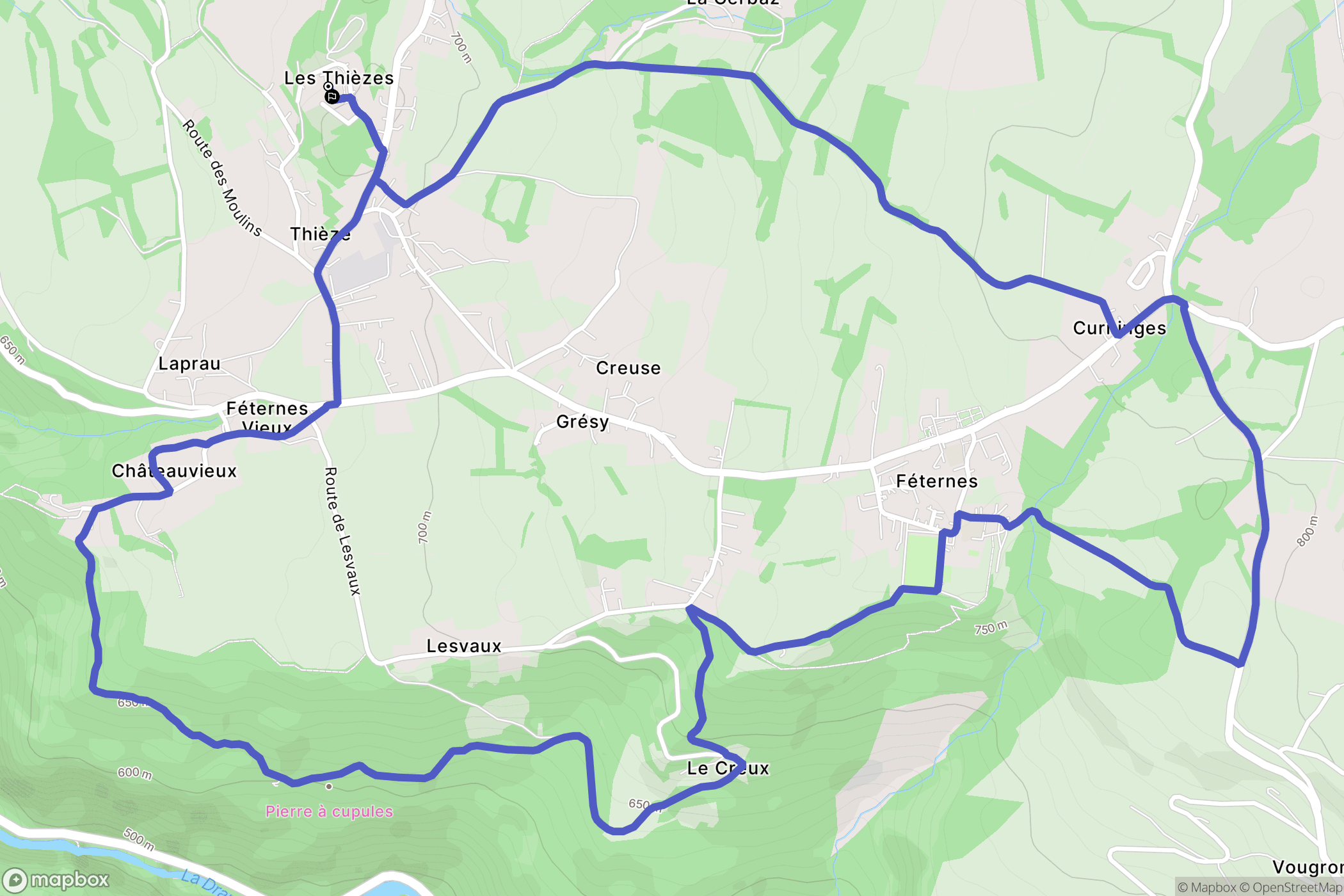 Féternes : carte du parcours de randonnée - France