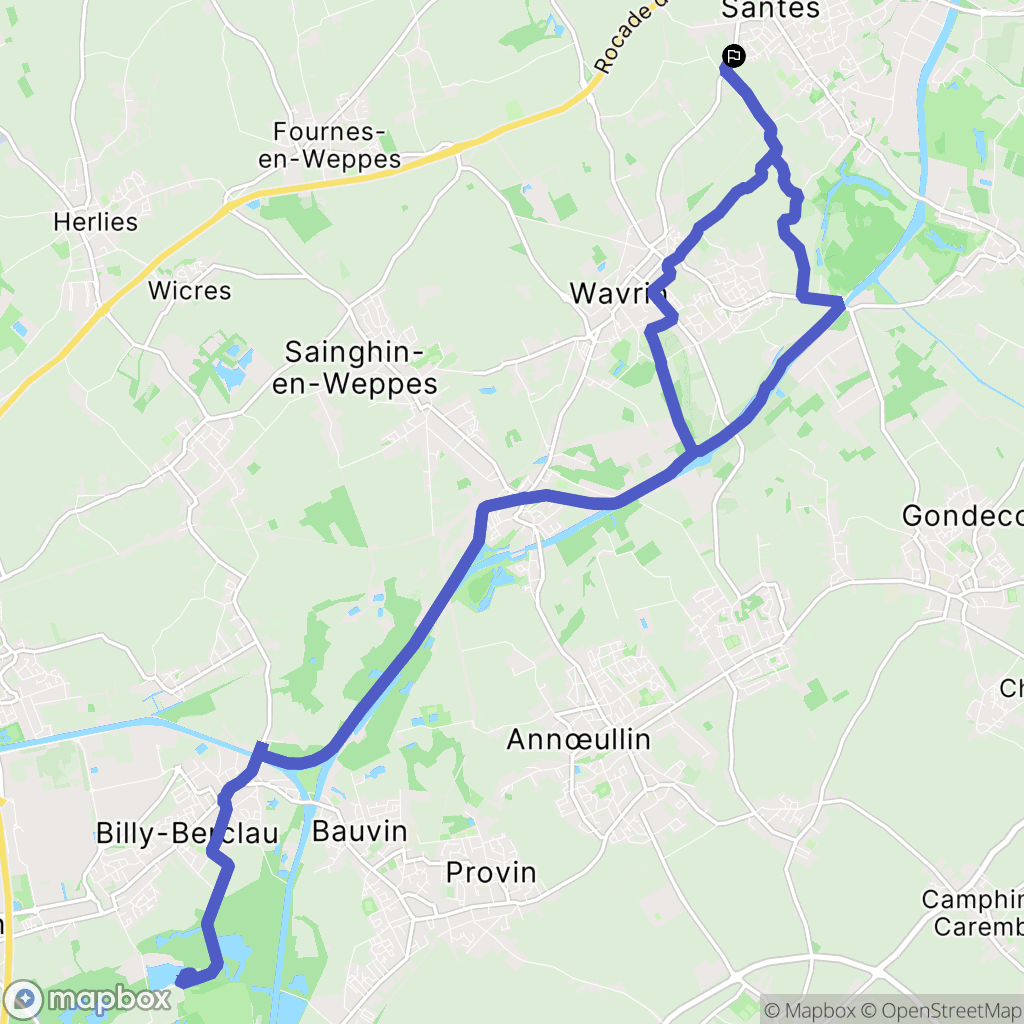 Santes : carte du parcours de randonnée - France