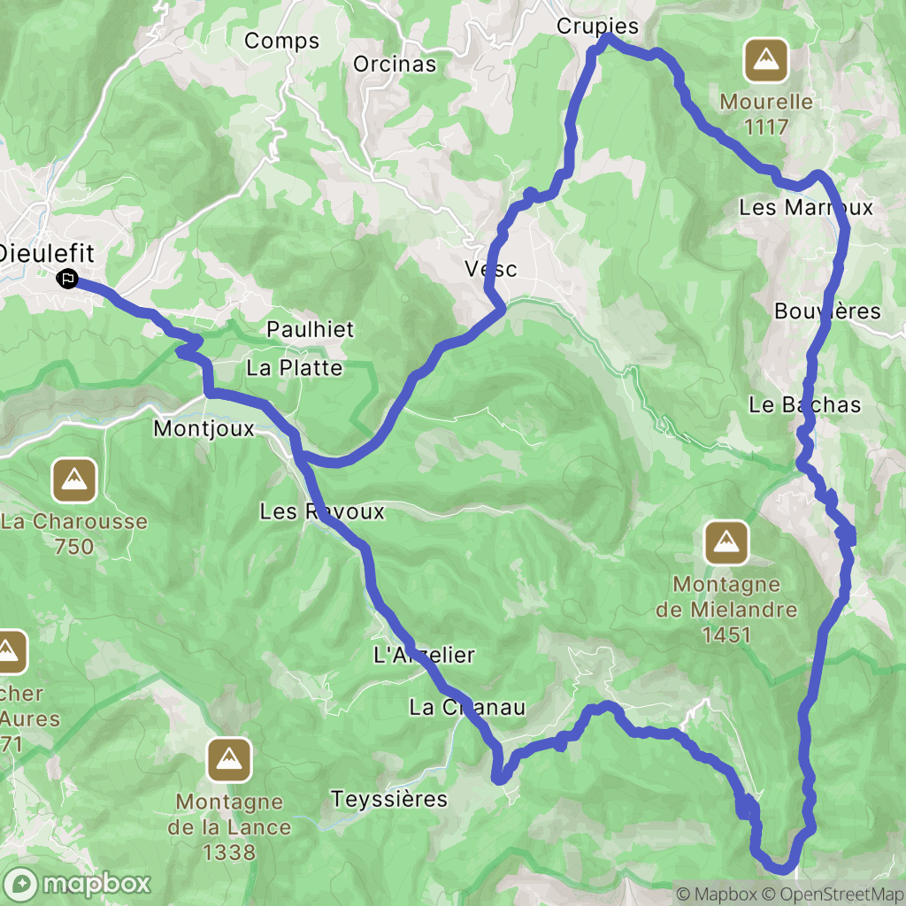 Dieulefit : carte du parcours de randonnée - France