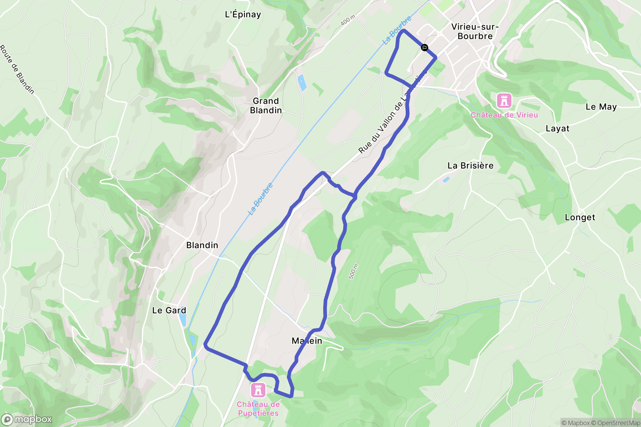 Val-de-Virieu : carte du parcours de randonnée - France