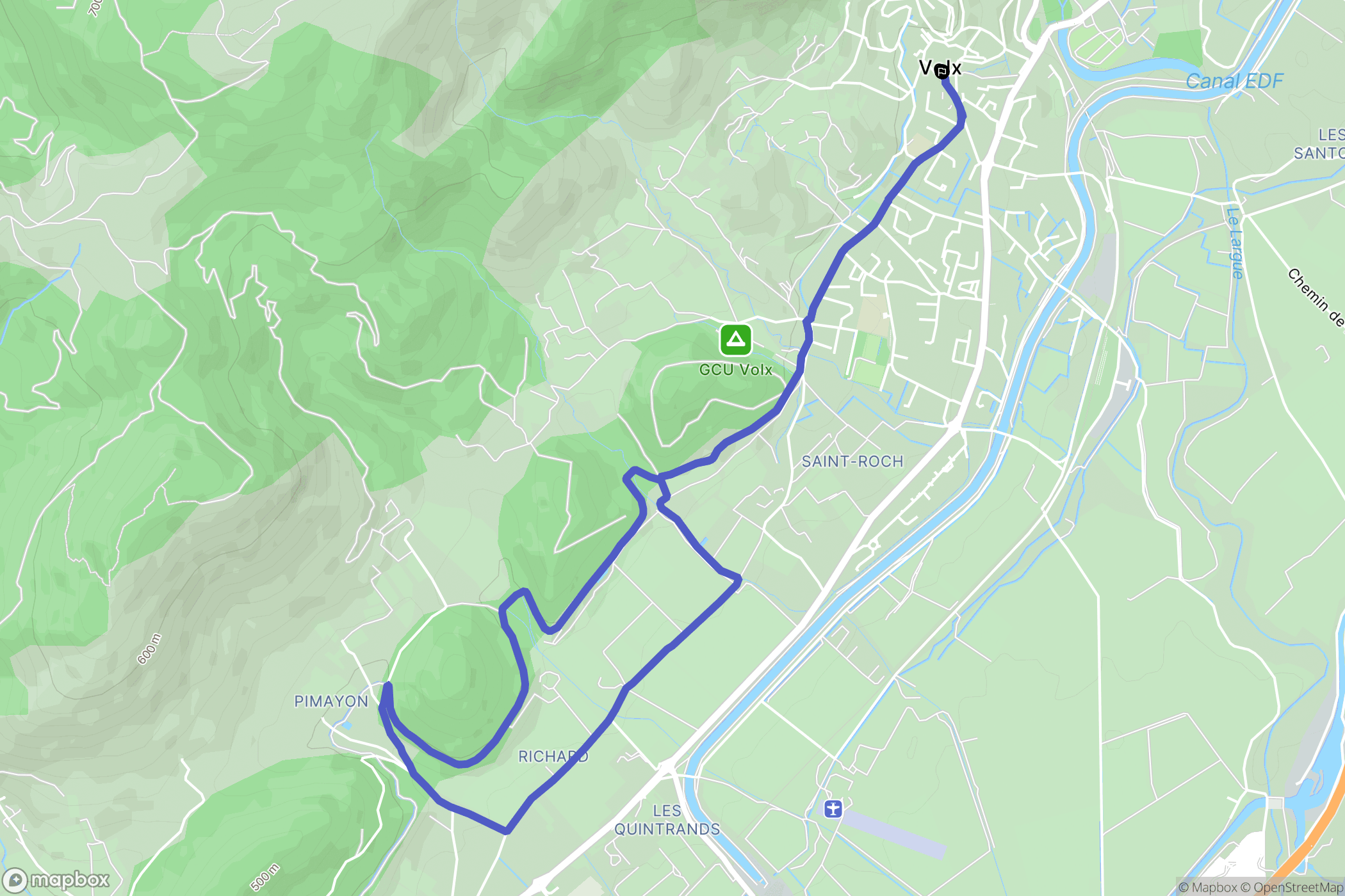 Volx : carte du parcours de randonnée - France