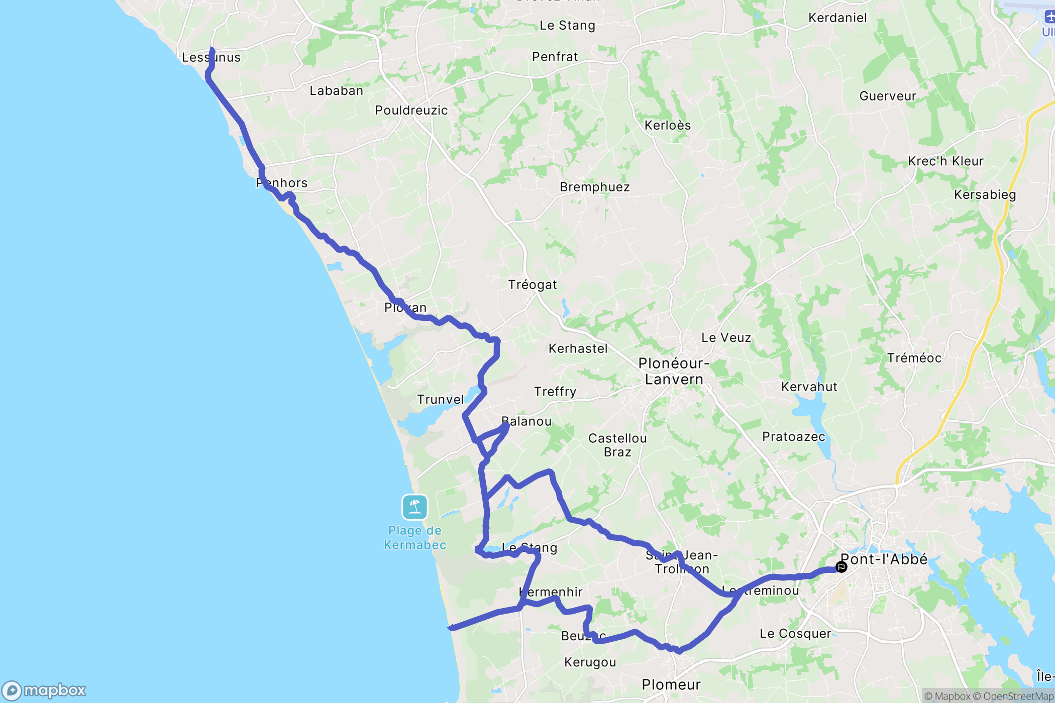 Pont-l'Abbé : carte du parcours de randonnée - France
