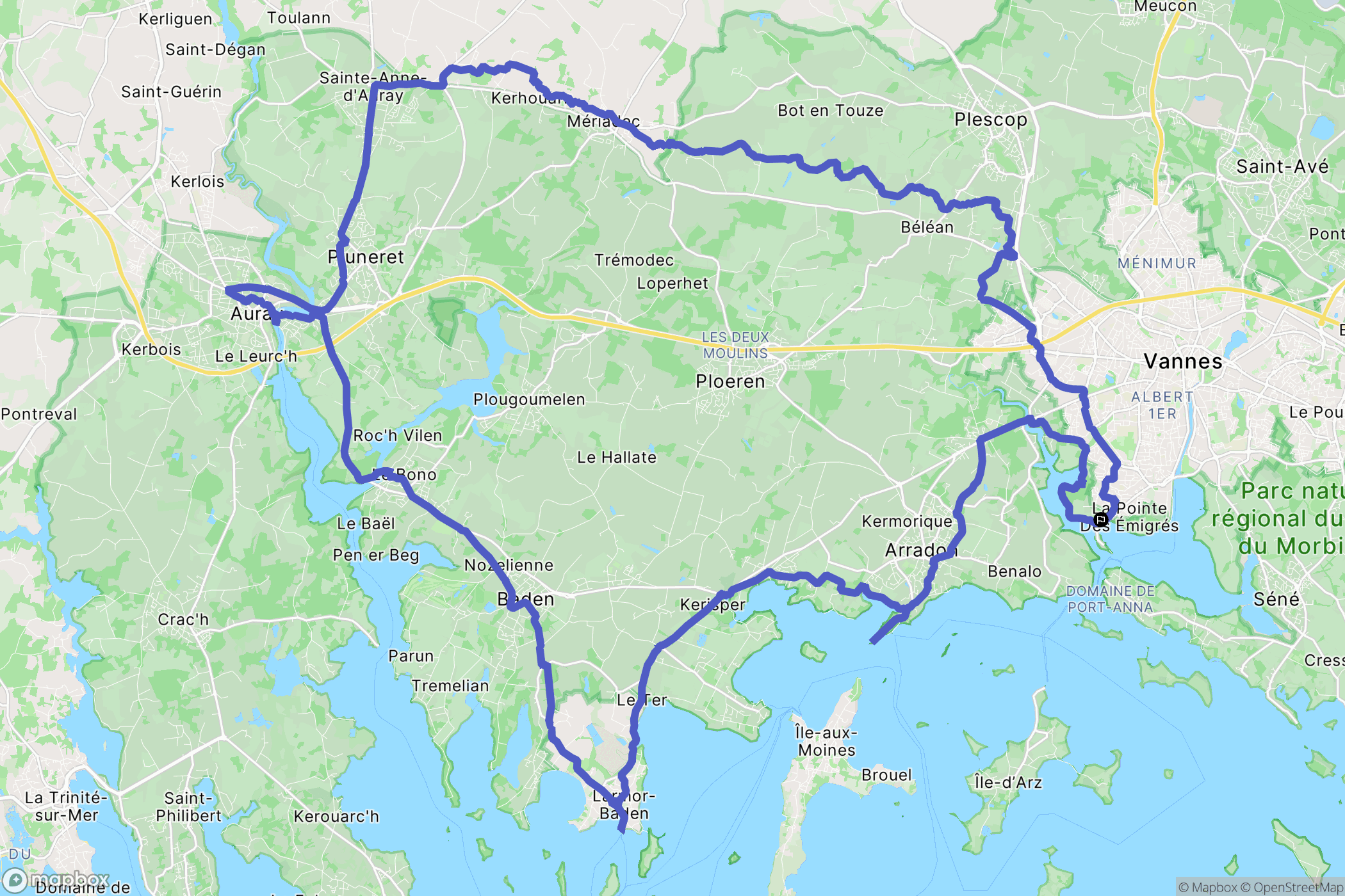 Vannes : carte du parcours de randonnée - France