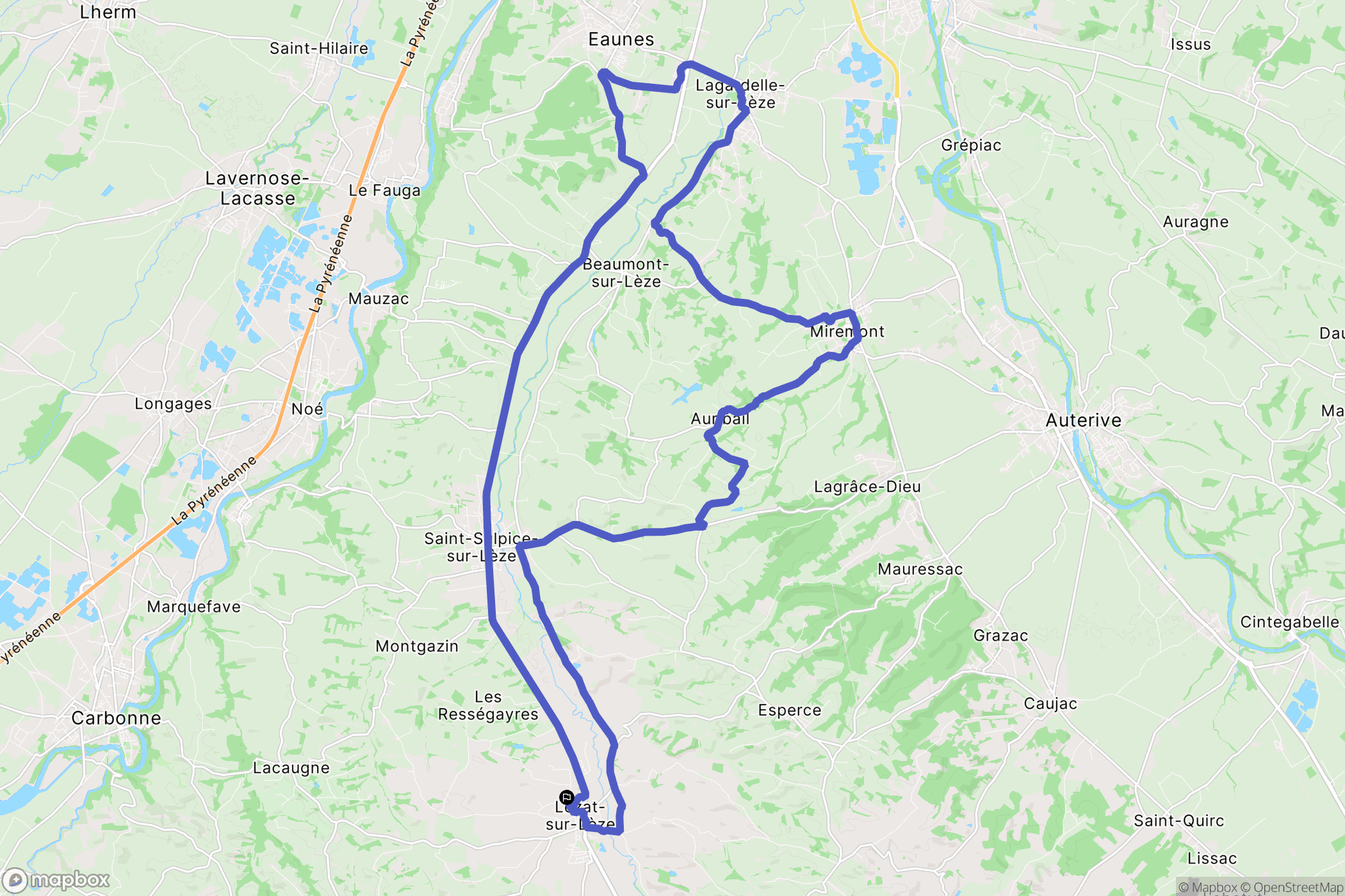 Lézat-sur-Lèze : carte du parcours de randonnée - France