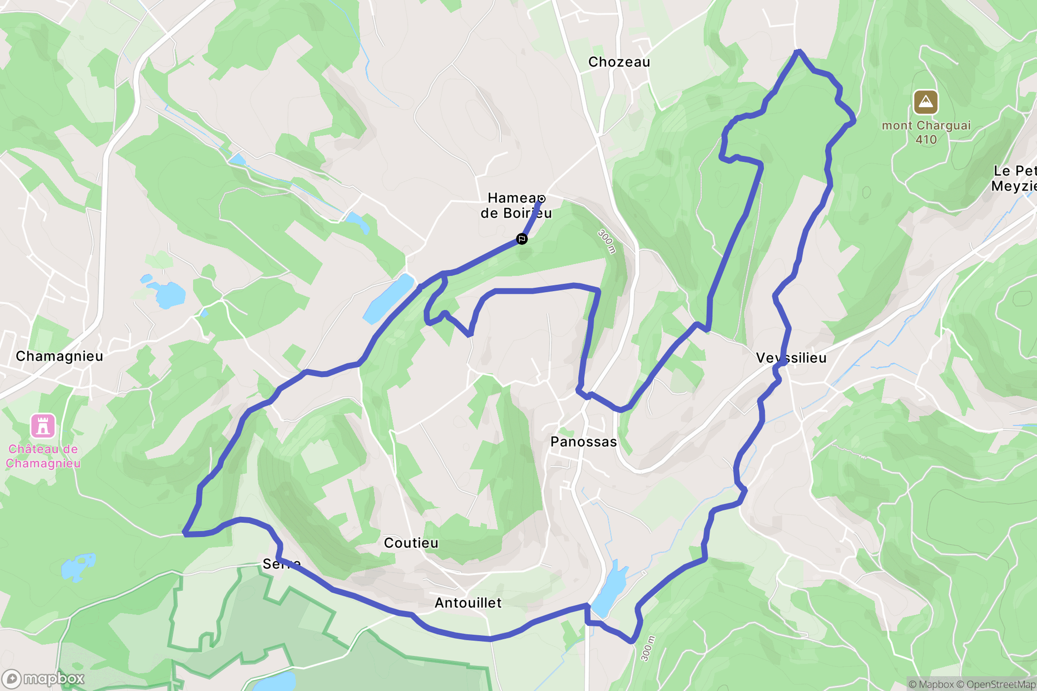 Chozeau : carte du parcours de randonnée - France
