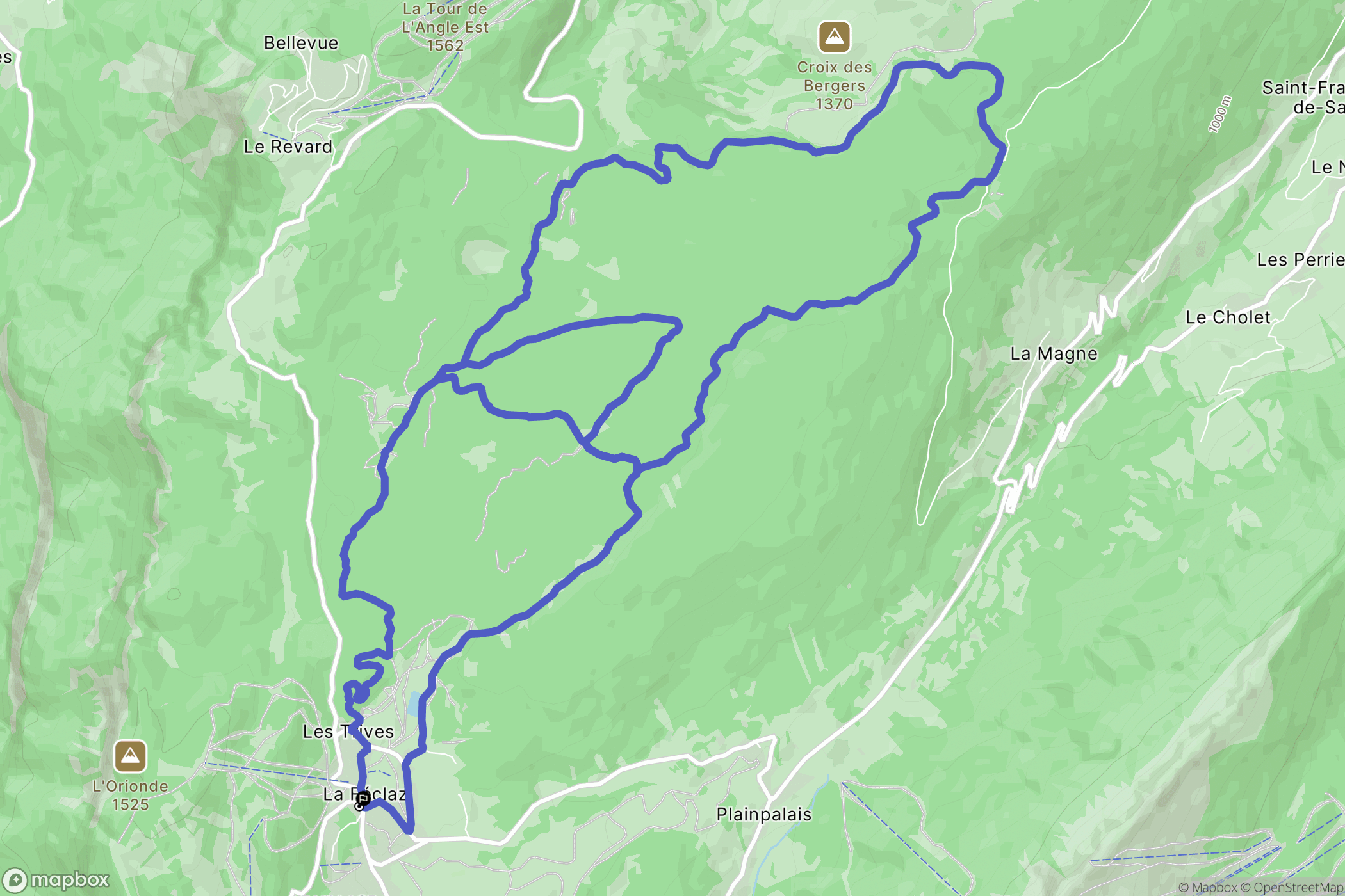 Les Déserts : carte du parcours de randonnée - France
