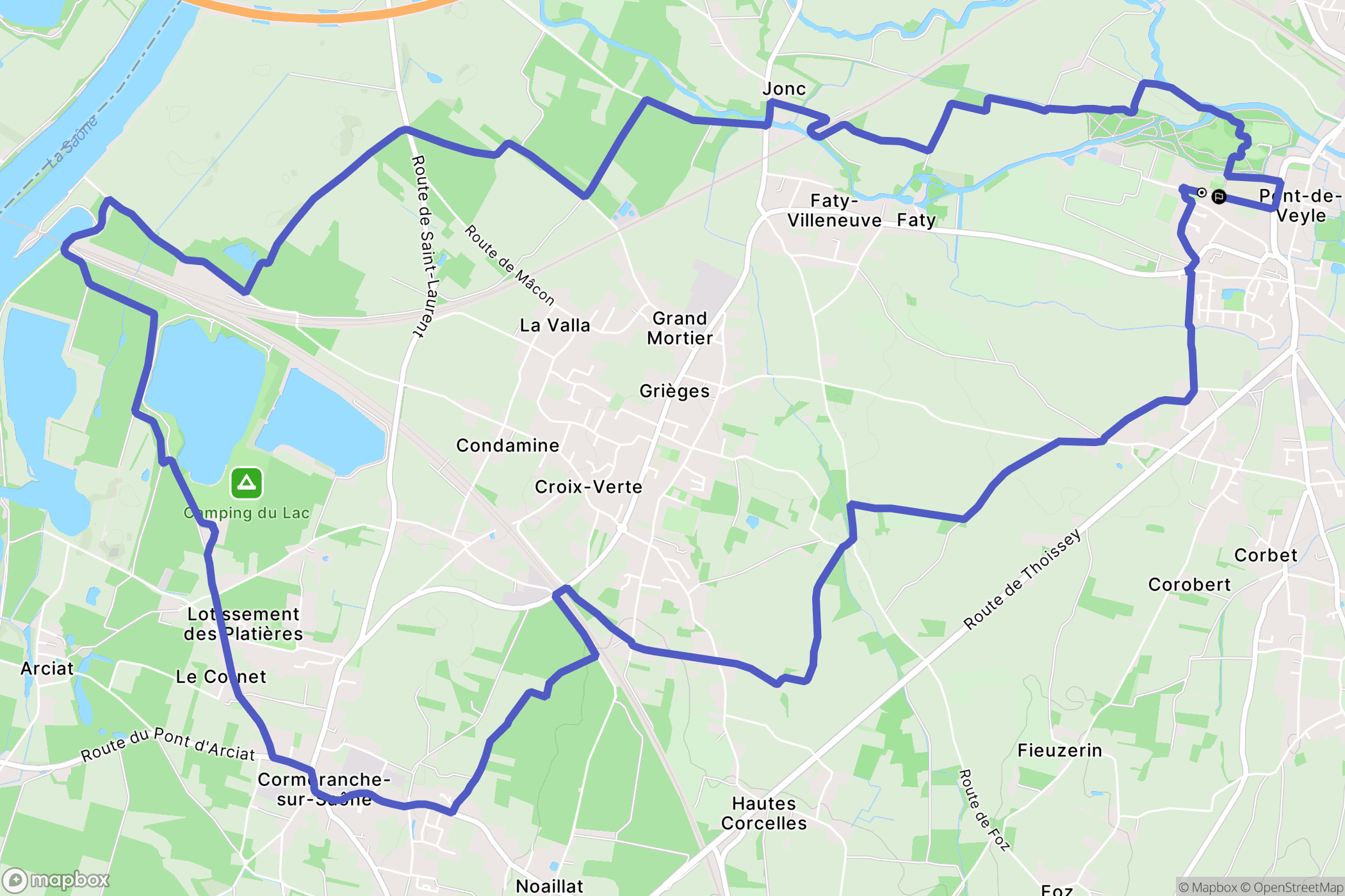 Pont-de-Veyle : carte du parcours de randonnée - France