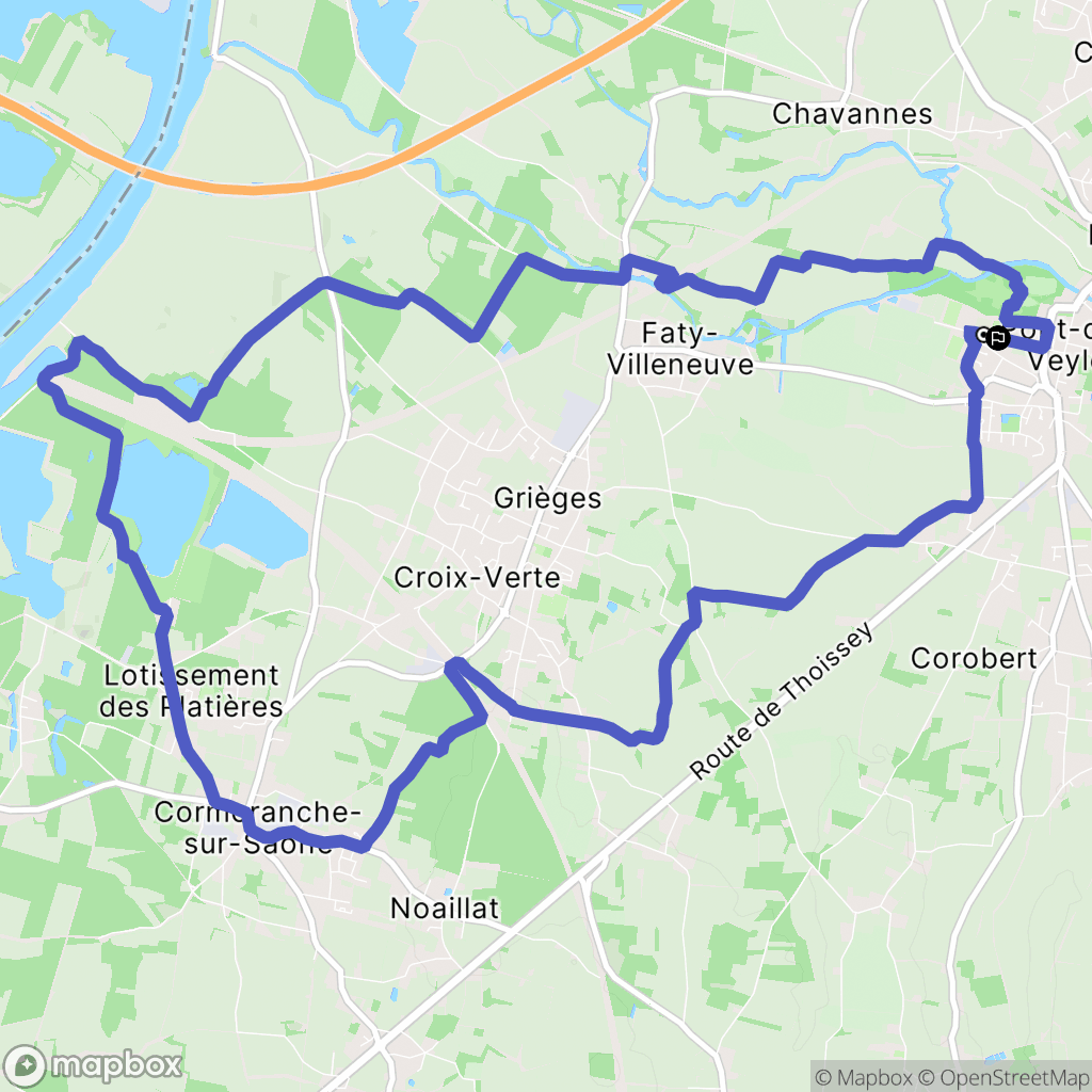 Pont-de-Veyle : carte du parcours de randonnée - France