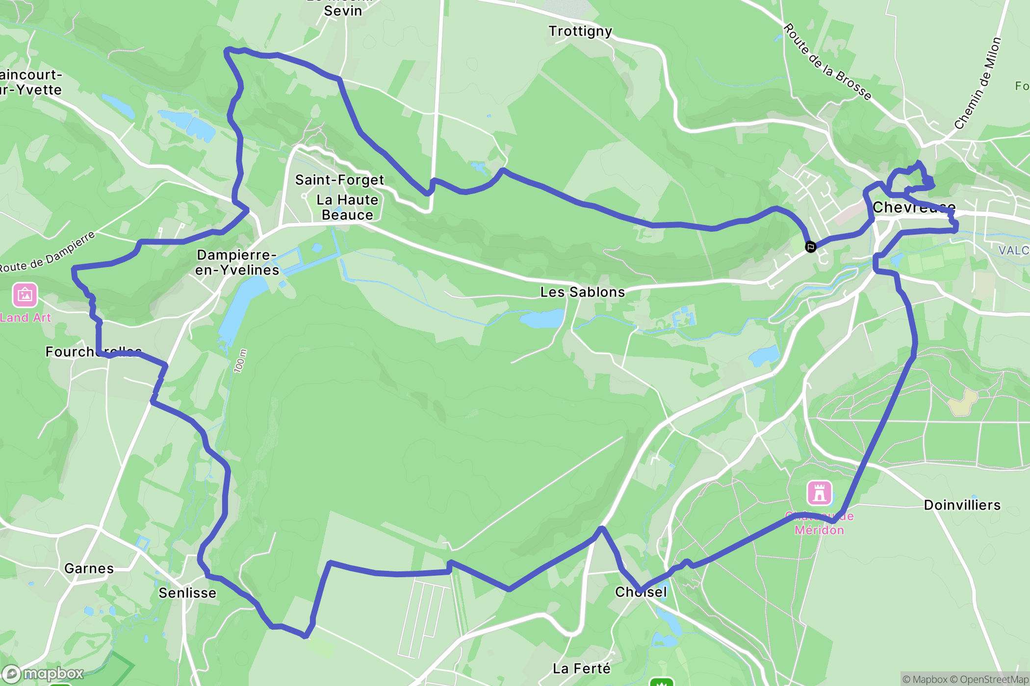 Chevreuse : carte du parcours de randonnée - France