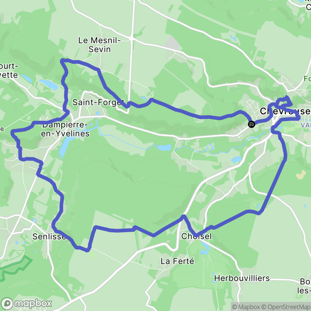 Chevreuse : carte du parcours de randonnée - France
