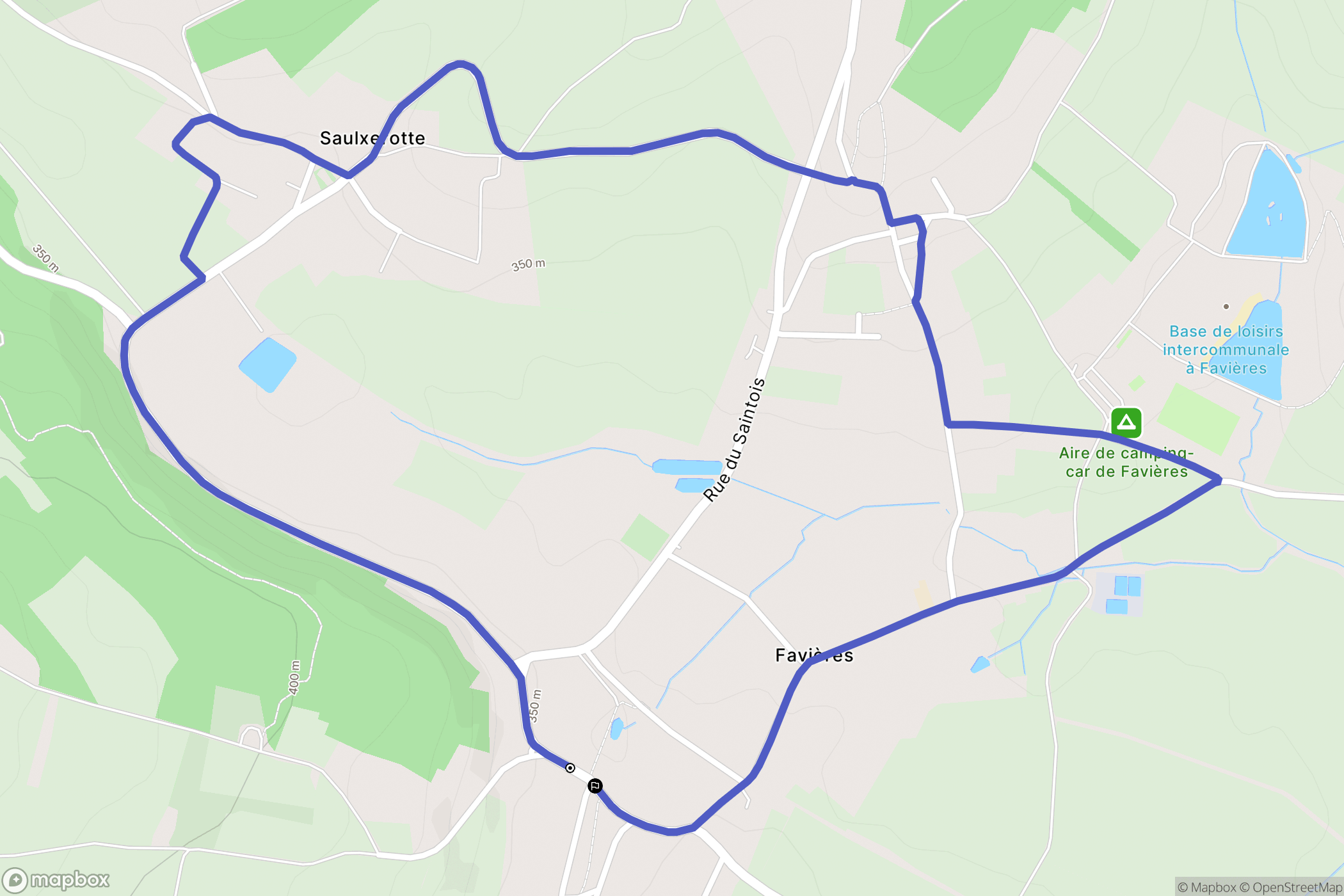 Favières : carte du parcours de randonnée - France