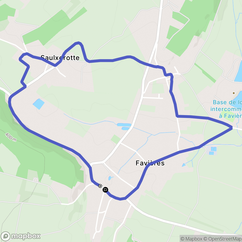 Favières : carte du parcours de randonnée - France