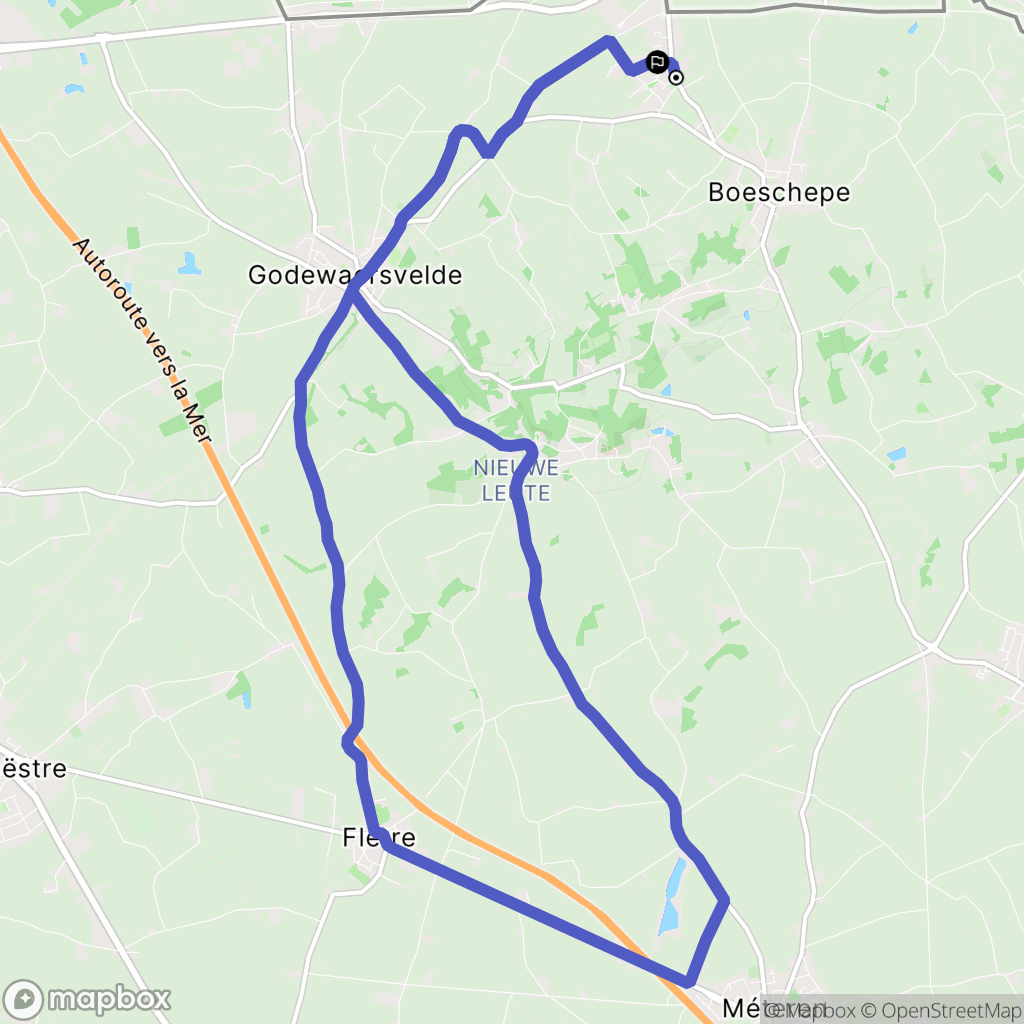 Boeschepe : carte du parcours de randonnée - France