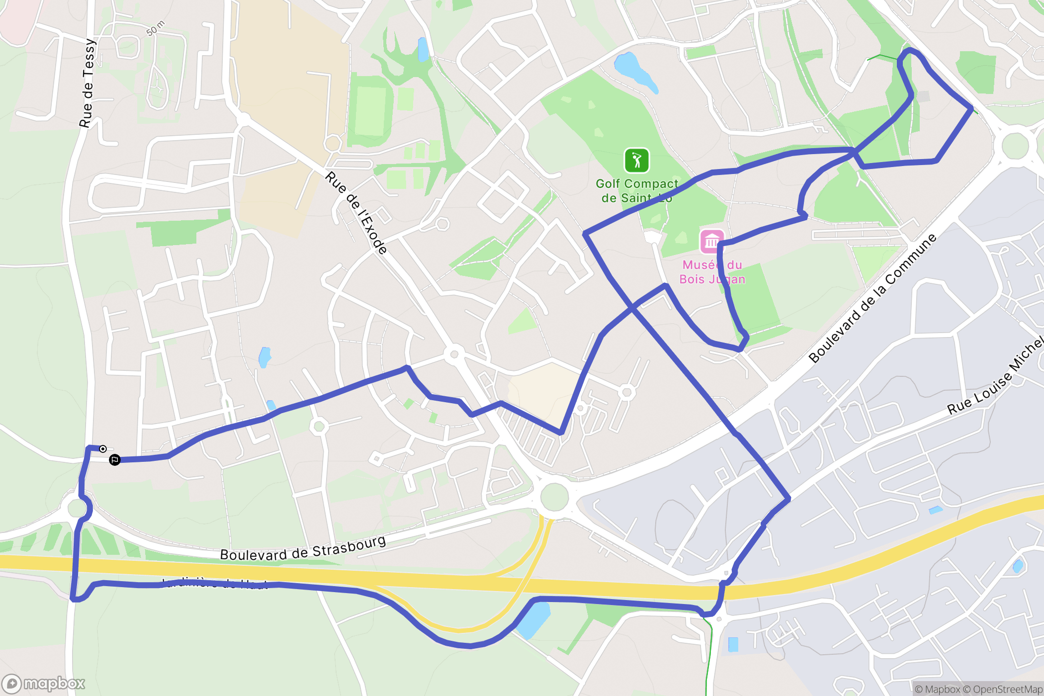 Saint-Lô : carte du parcours de randonnée - France