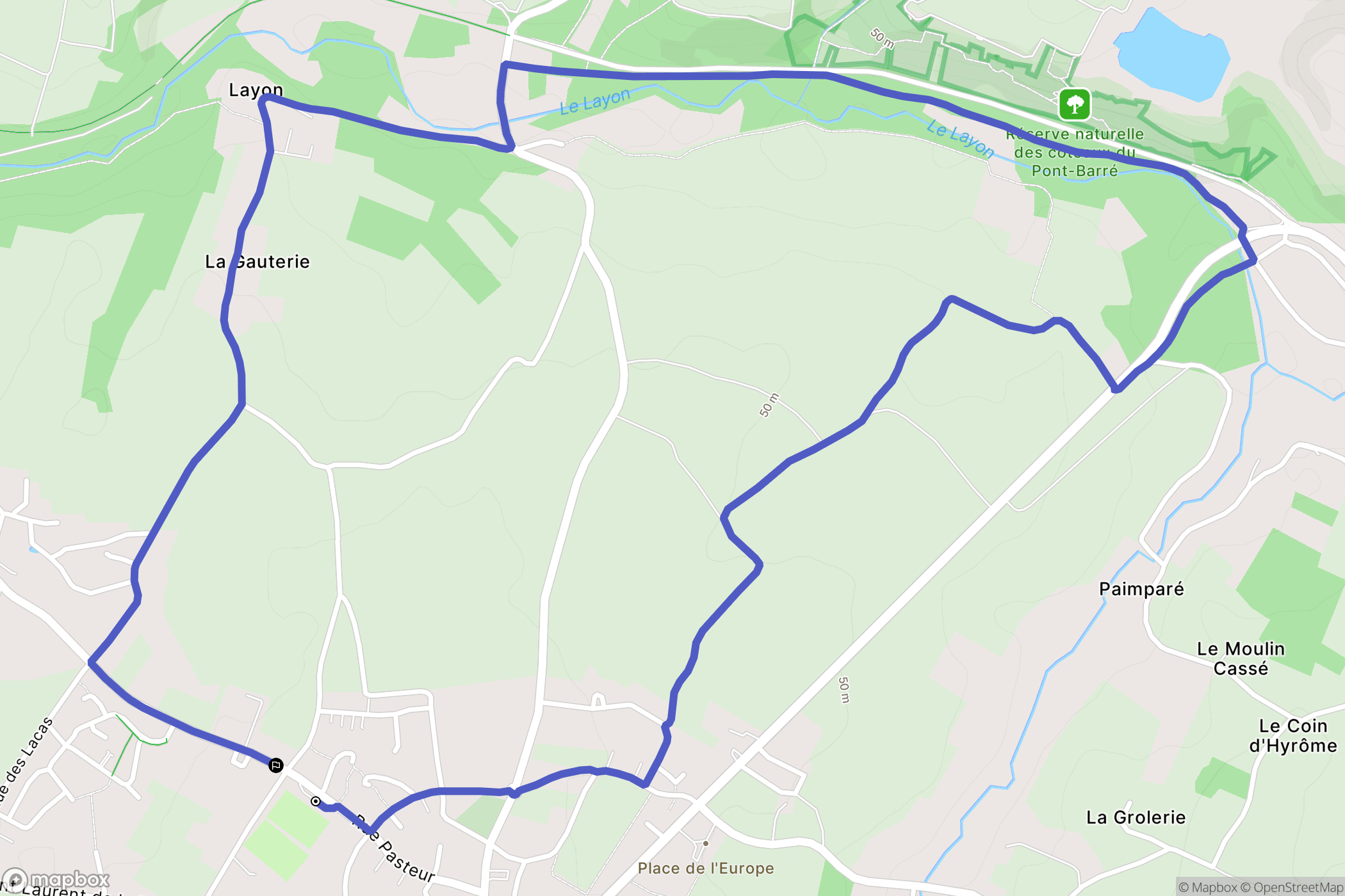 Val-du-Layon : carte du parcours de randonnée - France
