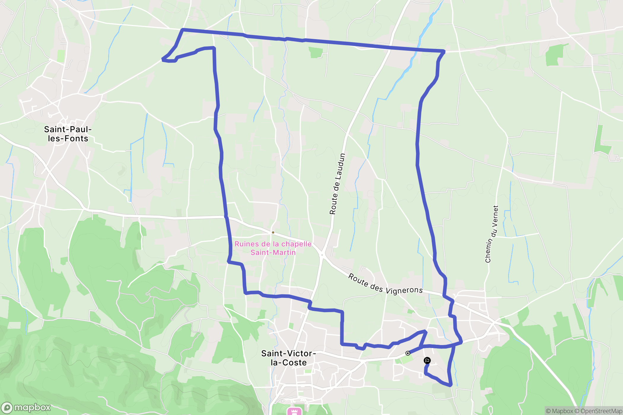 Saint-Victor-la-Coste : carte du parcours de randonnée - France
