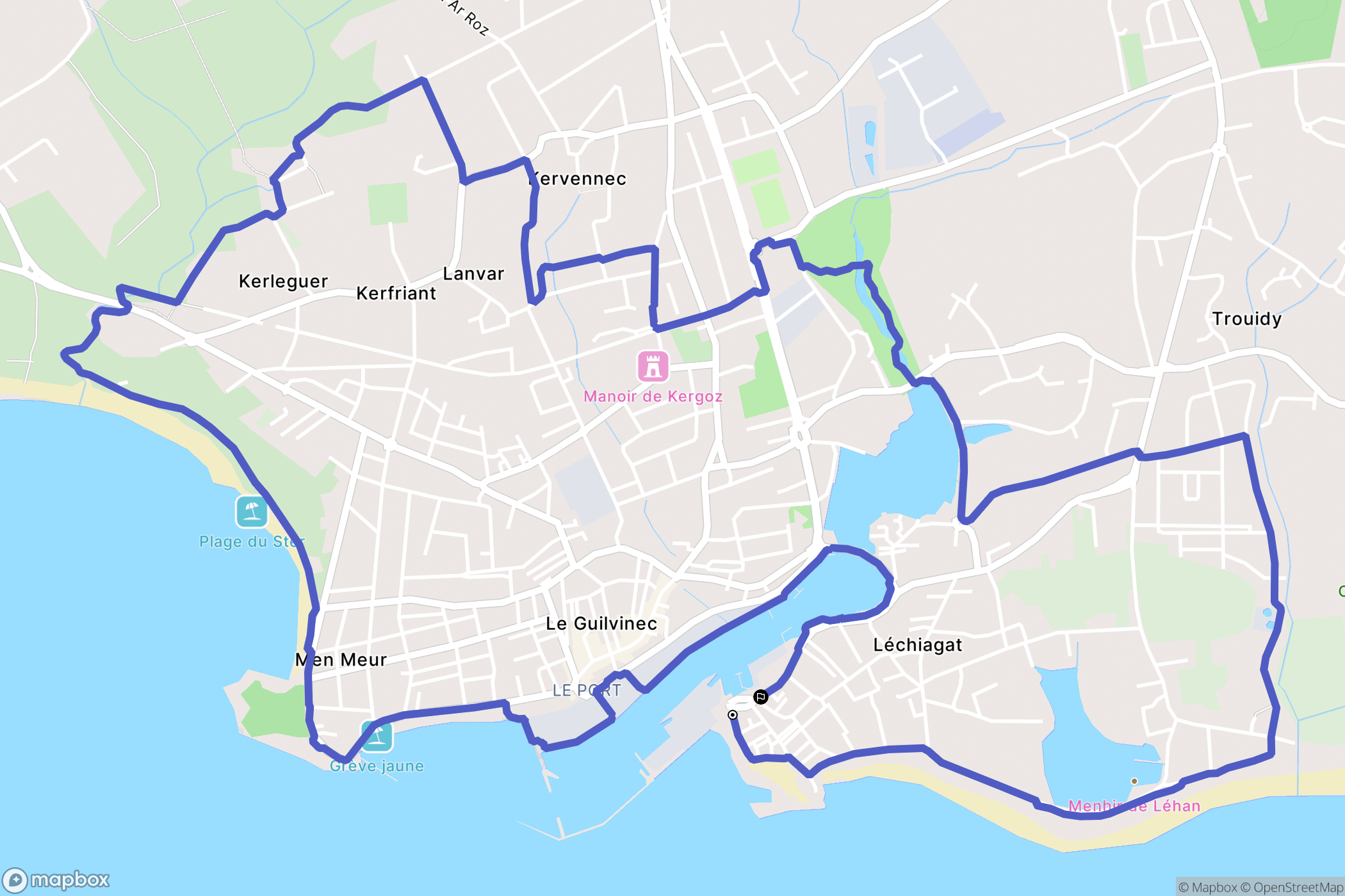 Treffiagat : carte du parcours de randonnée - France