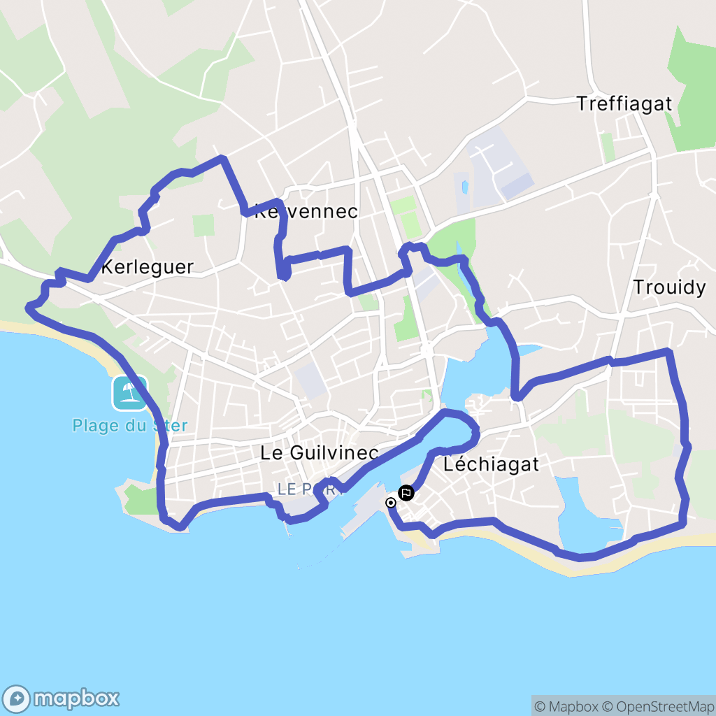 Treffiagat : carte du parcours de randonnée - France