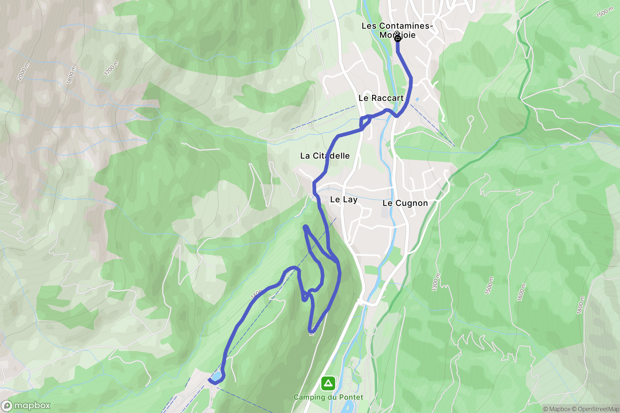 Les Contamines-Montjoie : carte du parcours de randonnée - France