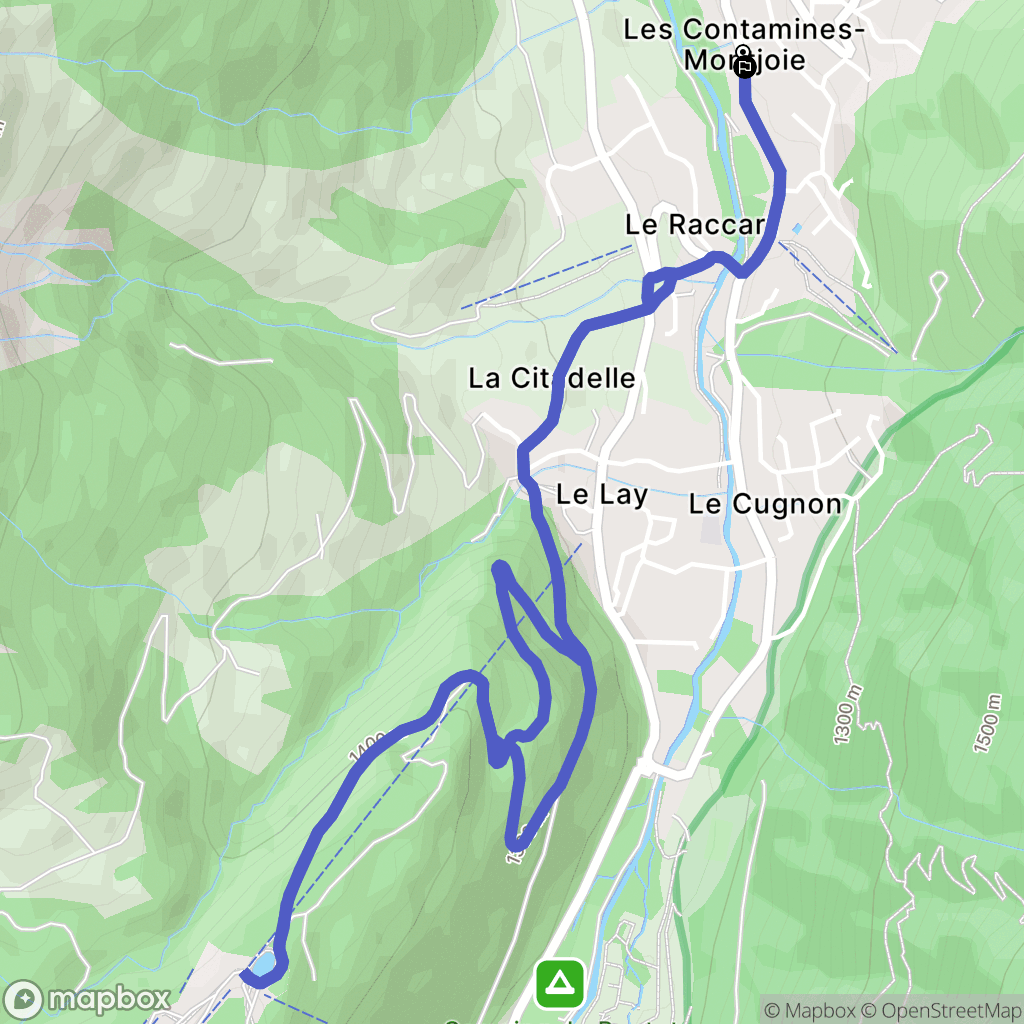 Les Contamines-Montjoie : carte du parcours de randonnée - France