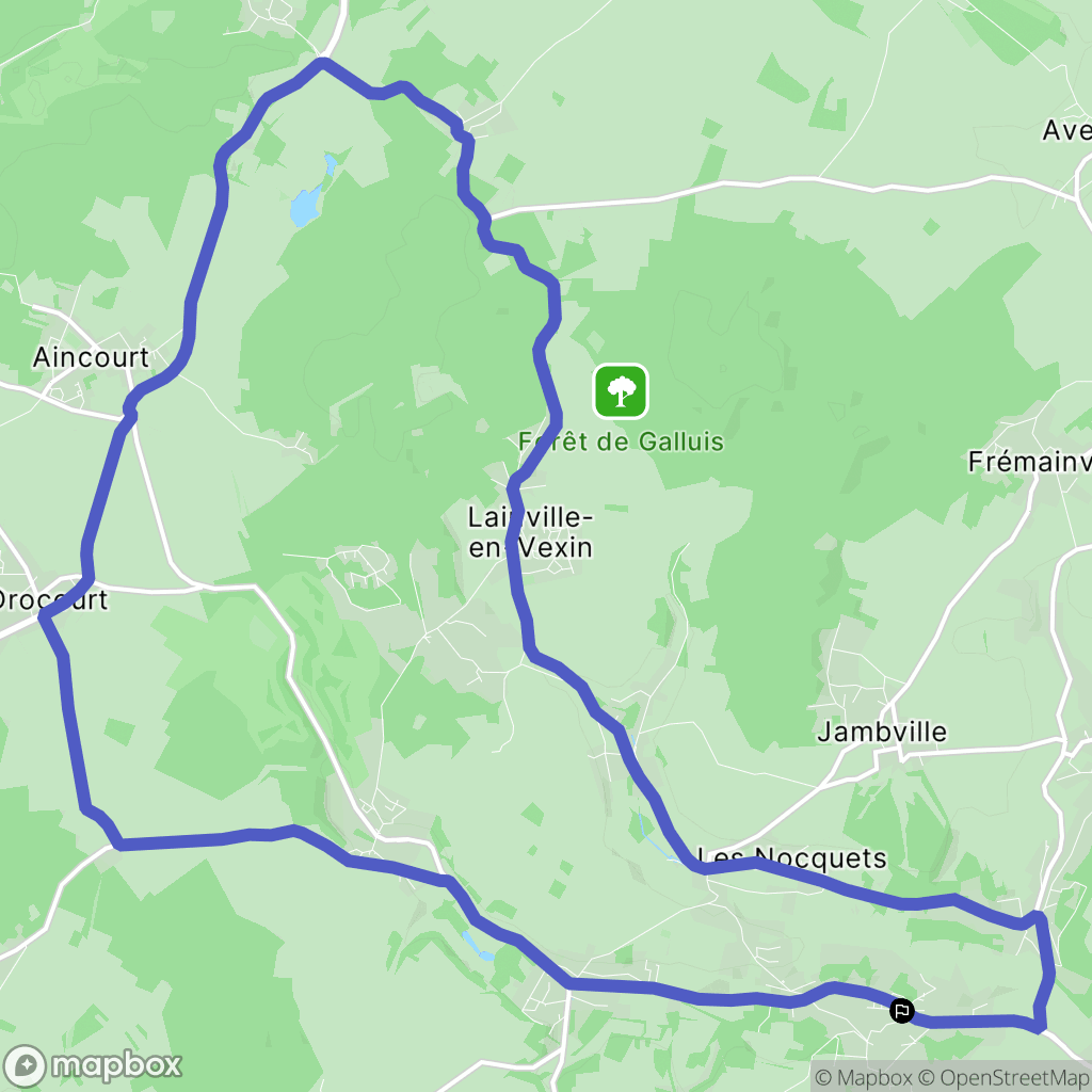 Oinville-sur-Montcient : carte du parcours de randonnée - France