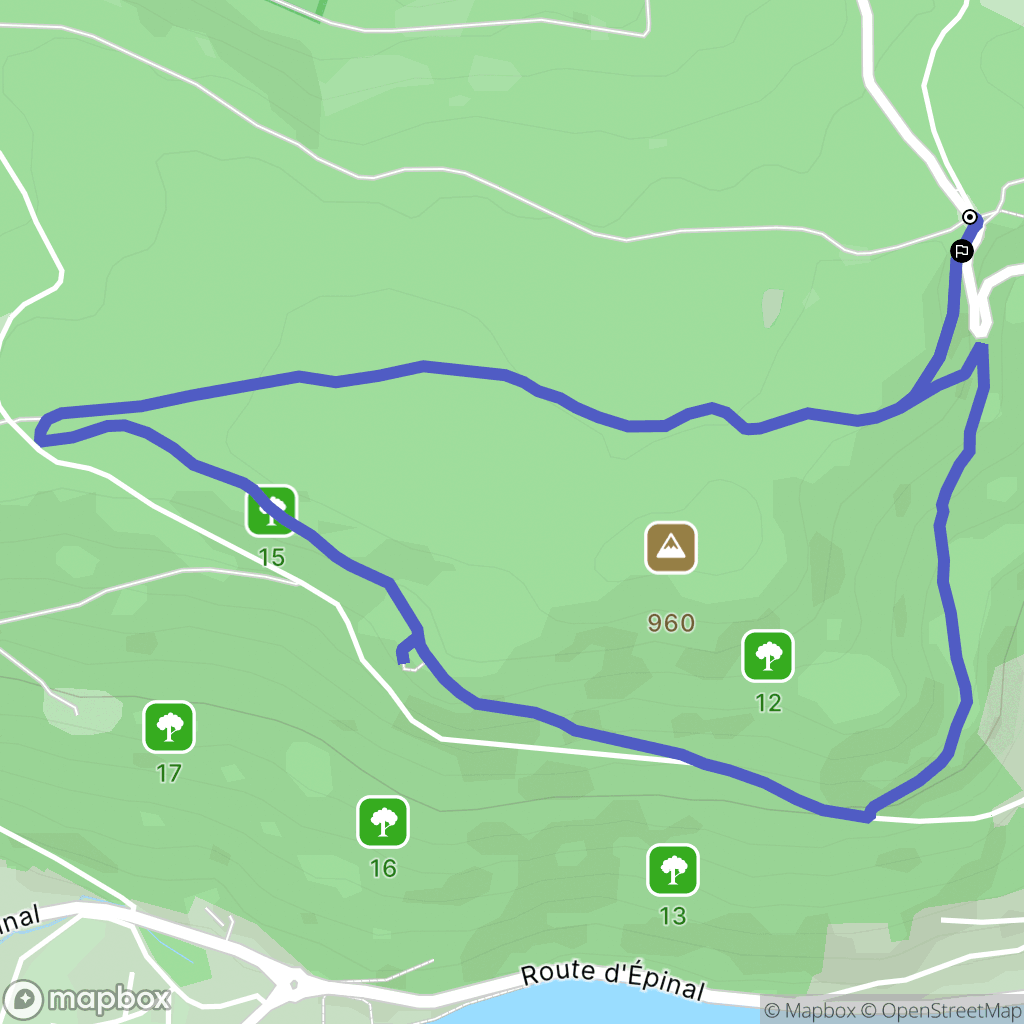 Gérardmer : carte du parcours de randonnée - France