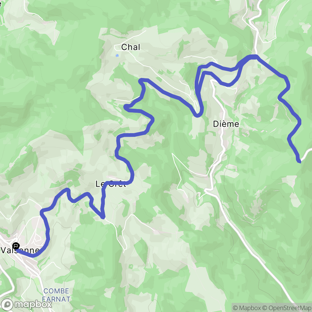 Valsonne : carte du parcours de randonnée - France