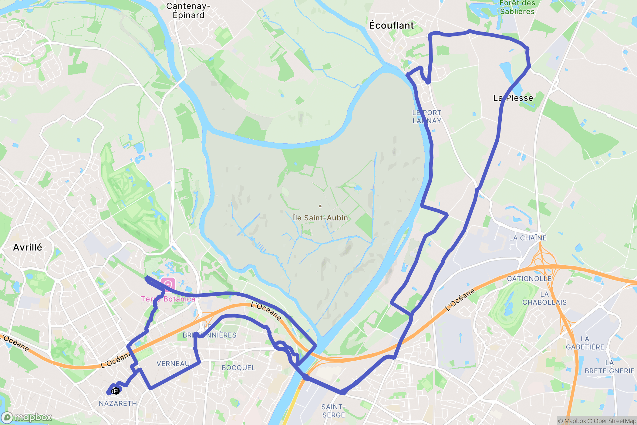 Angers : carte du parcours de randonnée - France
