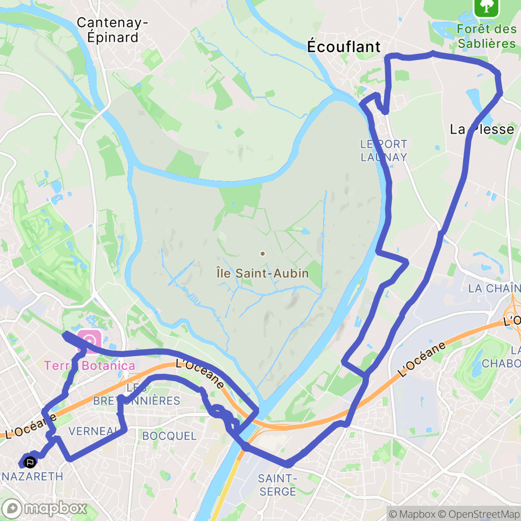Angers : carte du parcours de randonnée - France