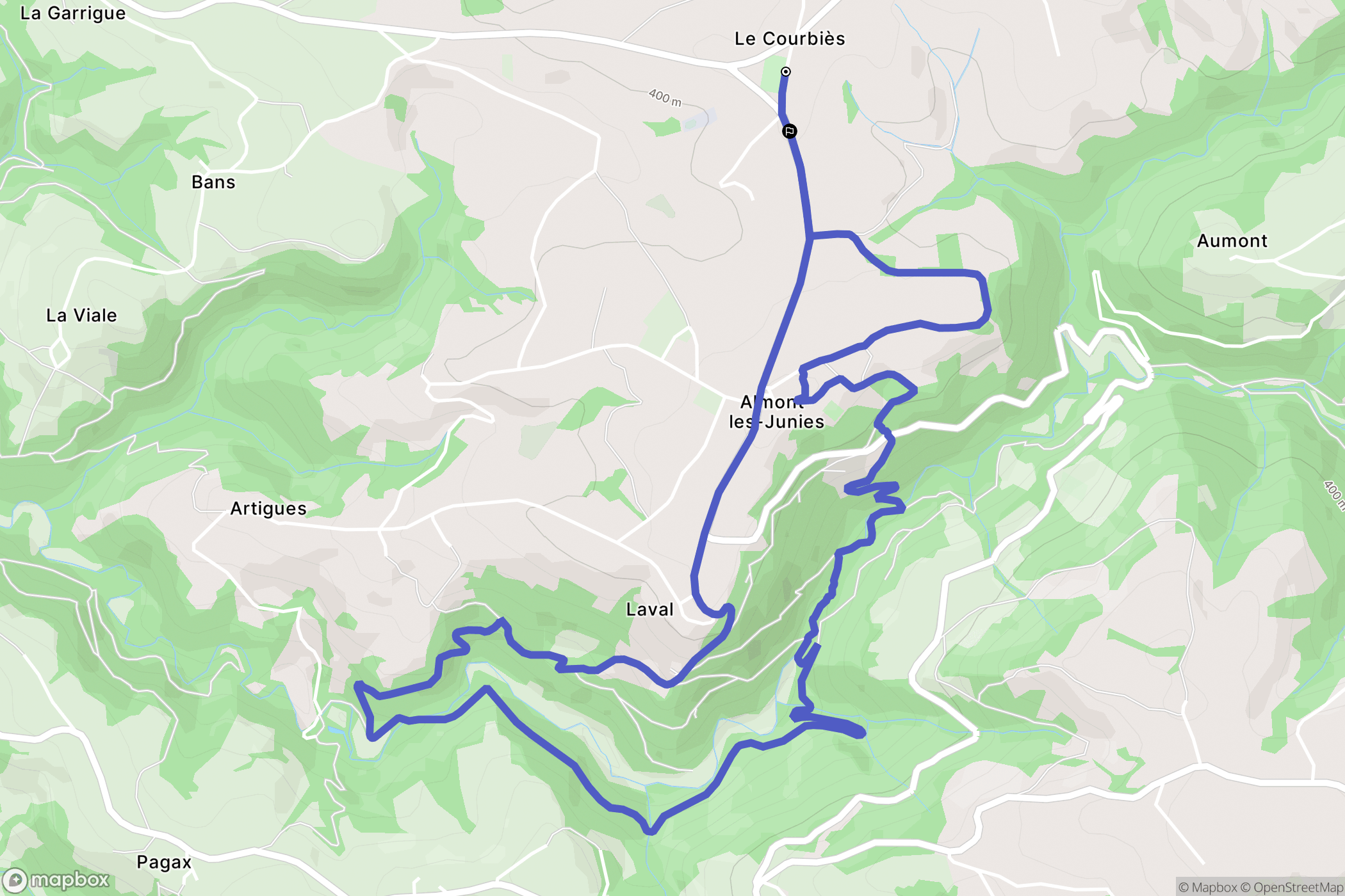 Almont-les-Junies : carte du parcours de randonnée - France