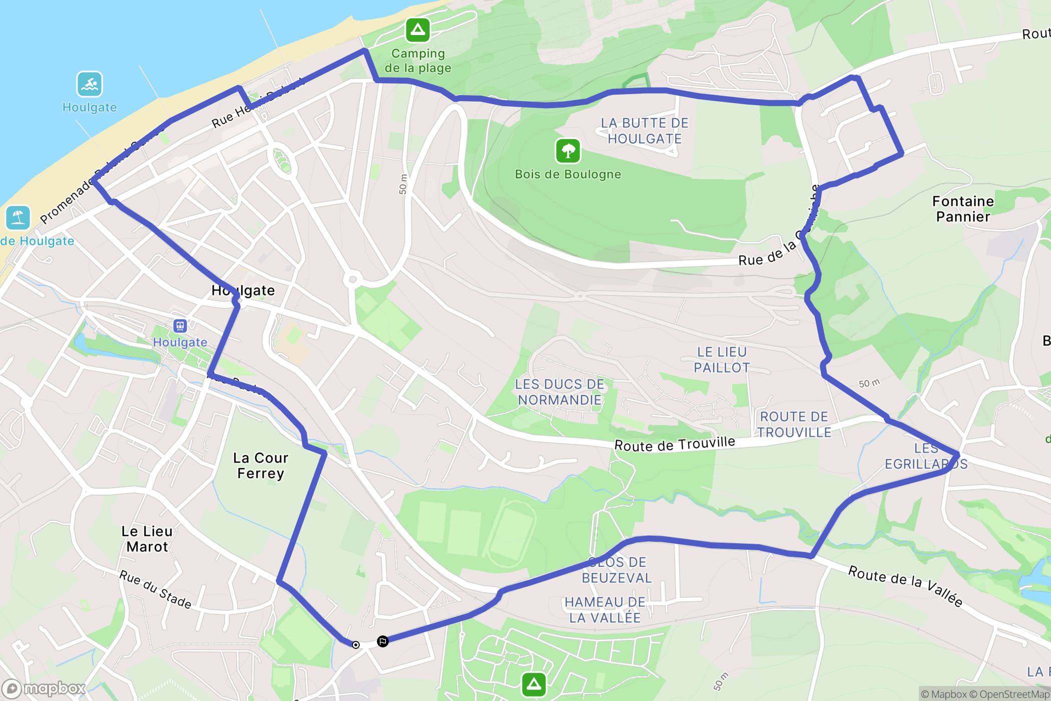 Houlgate : carte du parcours de randonnée - France