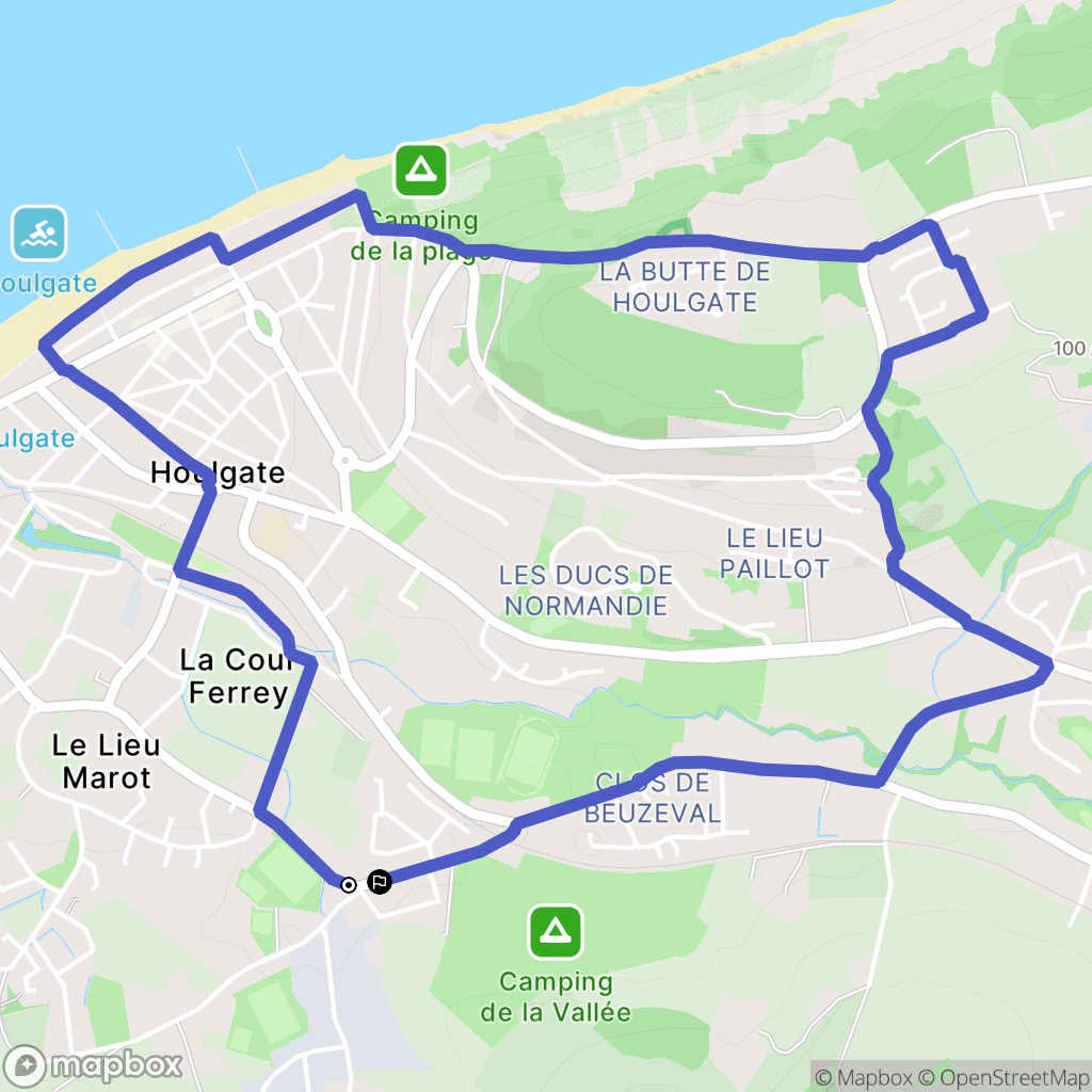 Houlgate : carte du parcours de randonnée - France