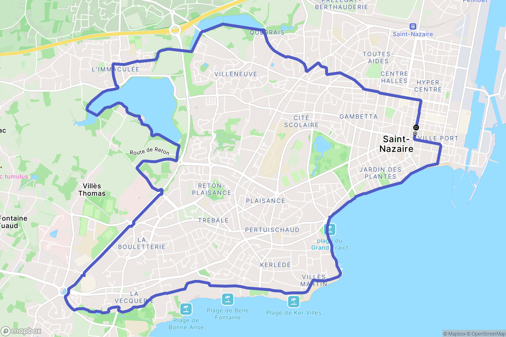 Saint-Nazaire : carte du parcours de randonnée - France