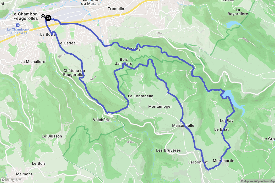 Le Chambon-Feugerolles : carte du parcours de randonnée - France
