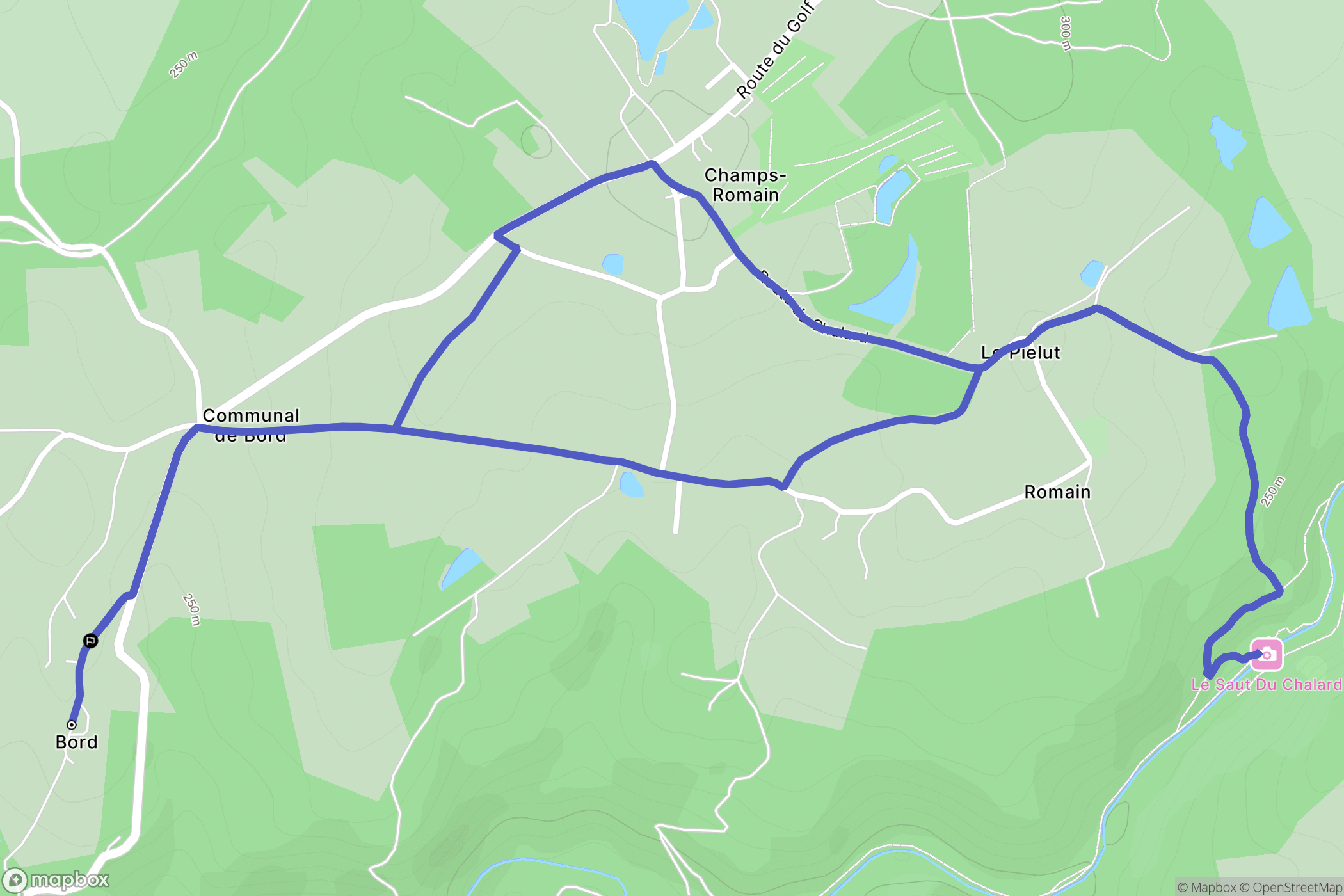 Champs-Romain : carte du parcours de randonnée - France