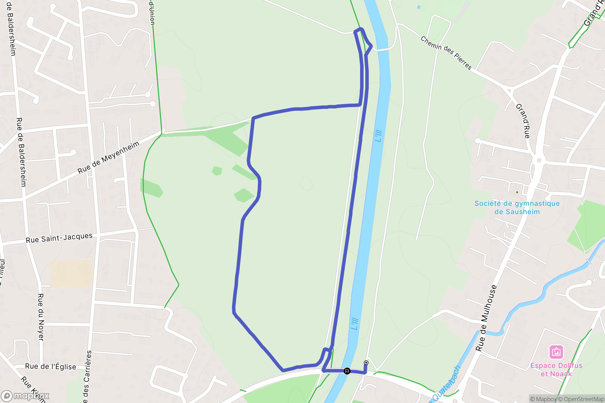 Sausheim : carte du parcours de randonnée - France