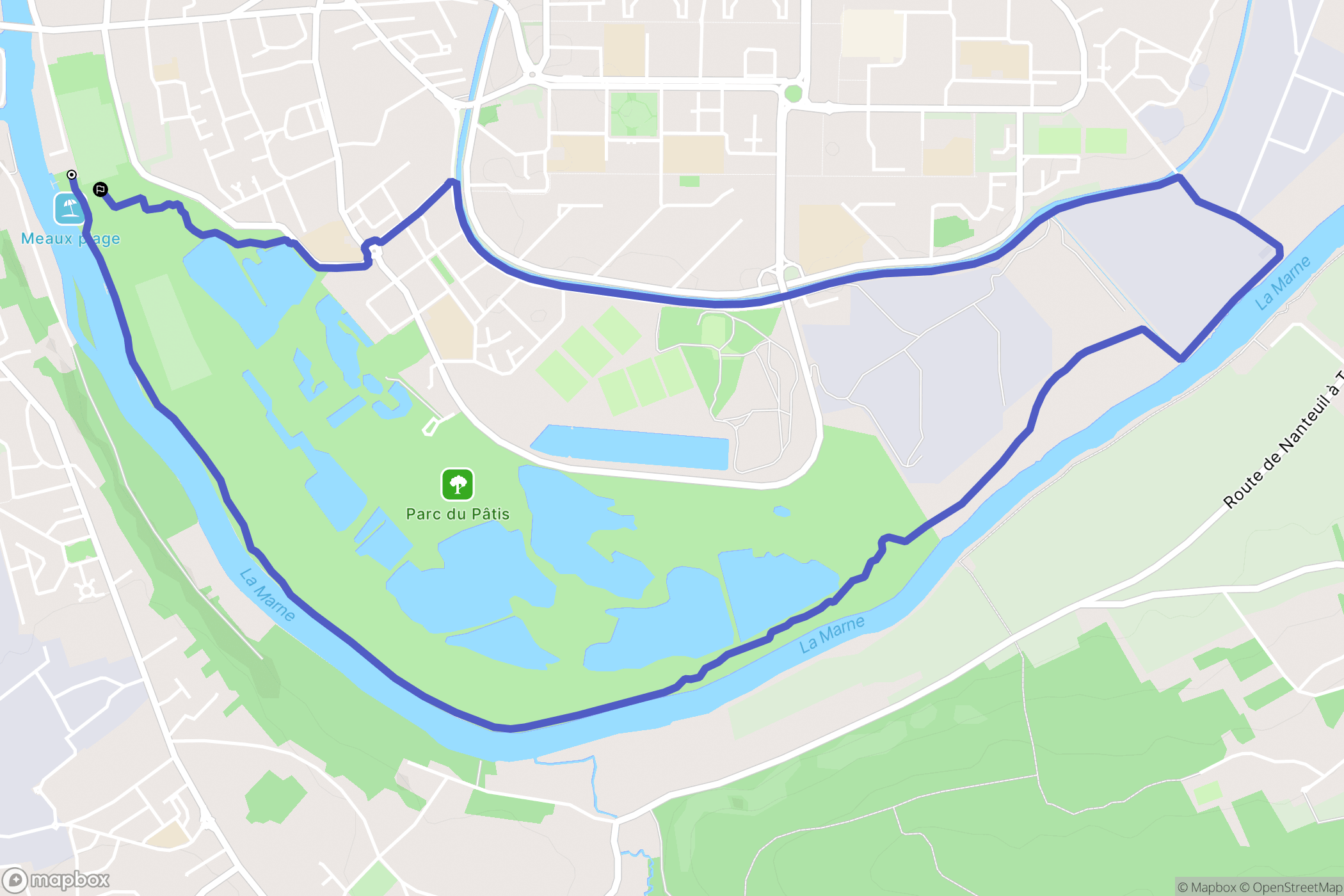Meaux : carte du parcours de randonnée - France